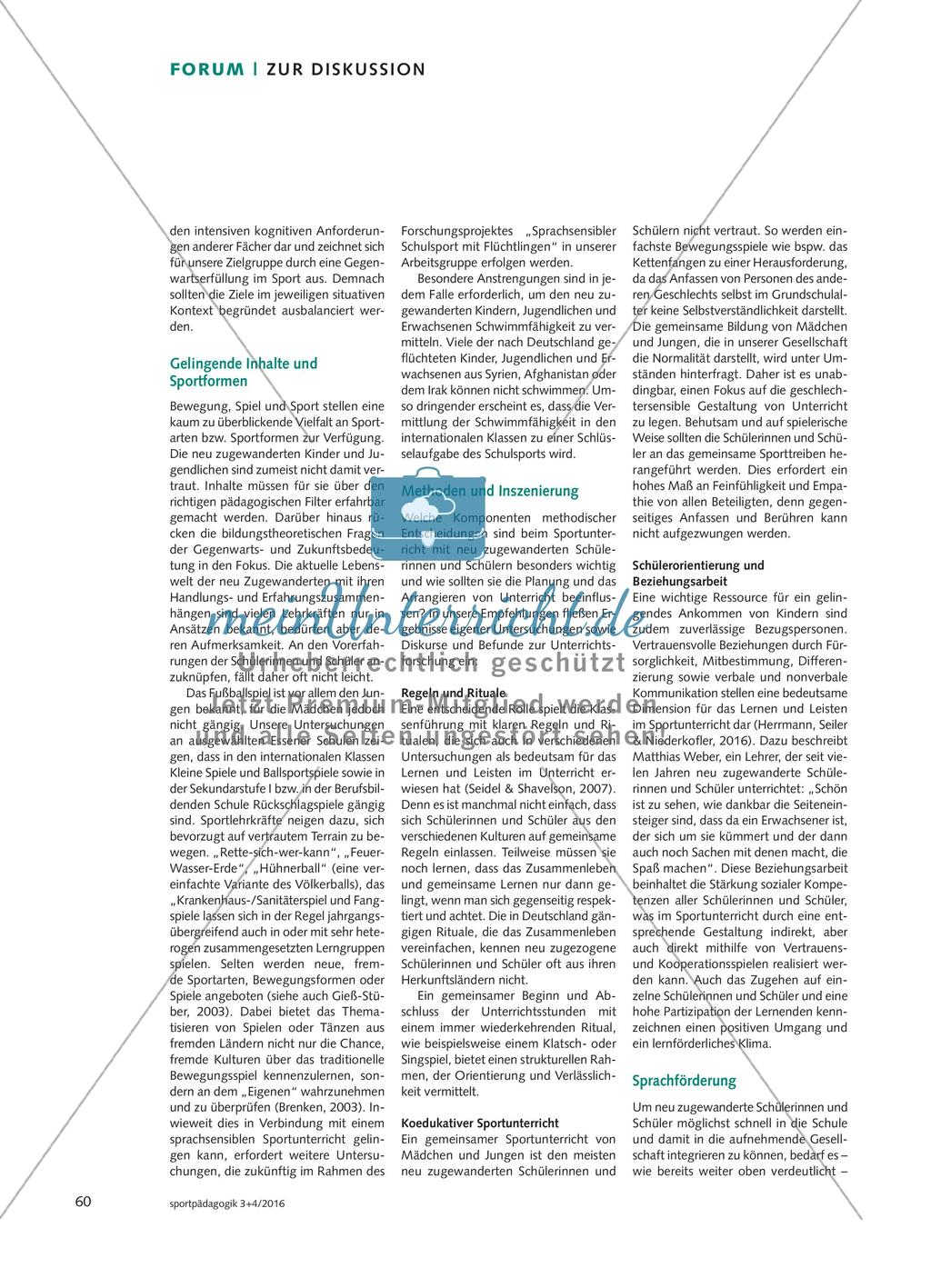 Sportunterricht mit neu zugewanderten Schülerinnen und Schülern - Förderung sprachlicher und soziokultureller Integration im und durch Sport Preview 3