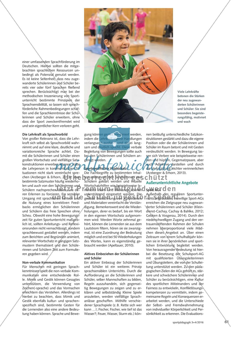 Sportunterricht mit neu zugewanderten Schülerinnen und Schülern - Förderung sprachlicher und soziokultureller Integration im und durch Sport Preview 4