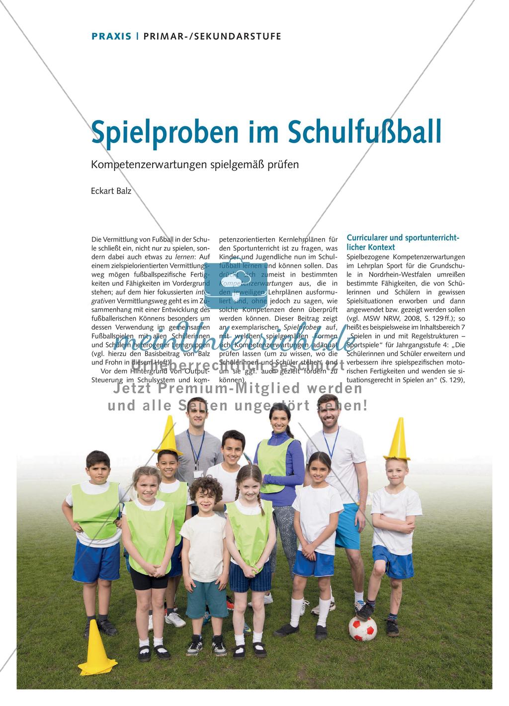 Spielproben im Schulfußball - Kompetenzerwartungen spielgemäß prüfen Preview 1