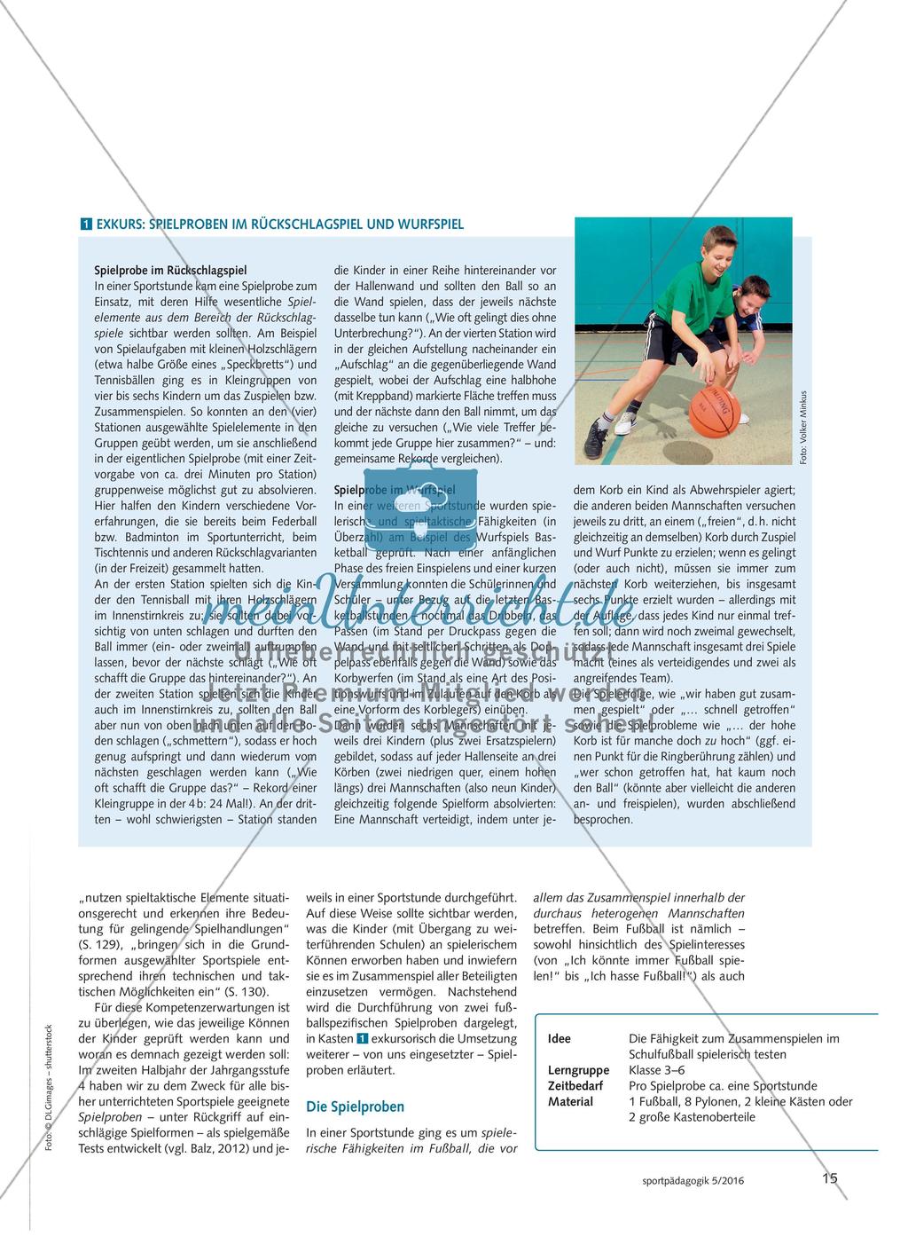 Spielproben im Schulfußball - Kompetenzerwartungen spielgemäß prüfen Preview 2