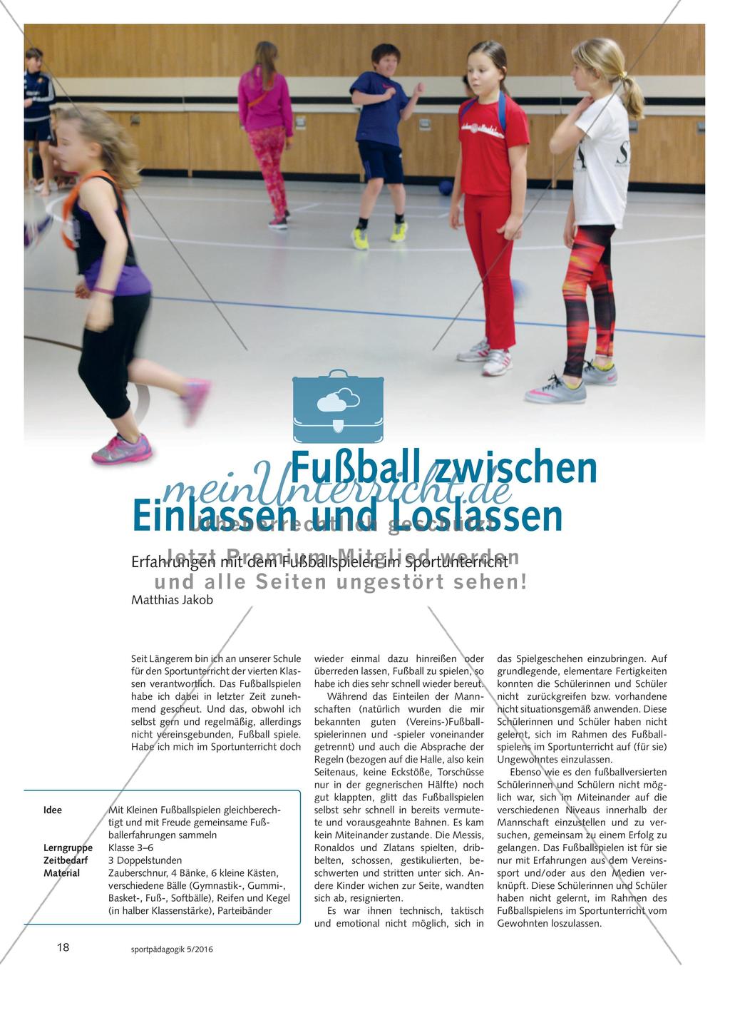 Fußball zwischen Einlassen und Loslassen - Erfahrungen mit dem Fußballspielen im Sportunterricht Preview 1