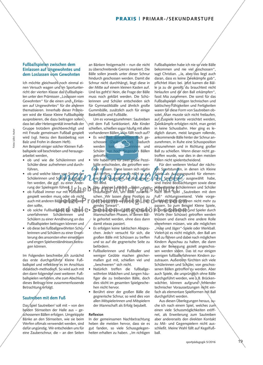 Fußball zwischen Einlassen und Loslassen - Erfahrungen mit dem Fußballspielen im Sportunterricht Preview 2