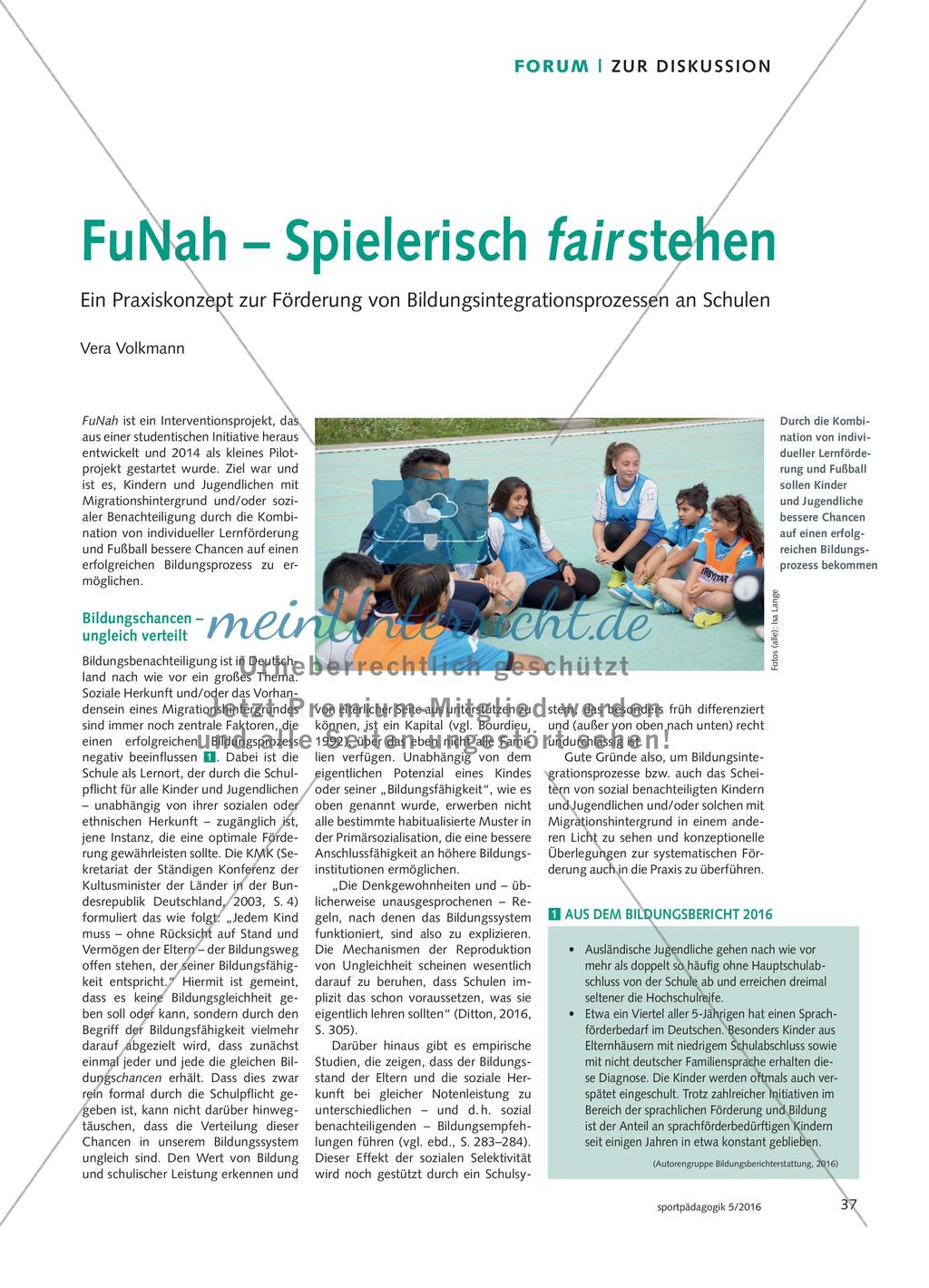 FuNah – Spielerisch fair stehen: Ein Praxiskonzept zur Förderung von Bildungsintegrationsprozessen an Schulen Preview 1