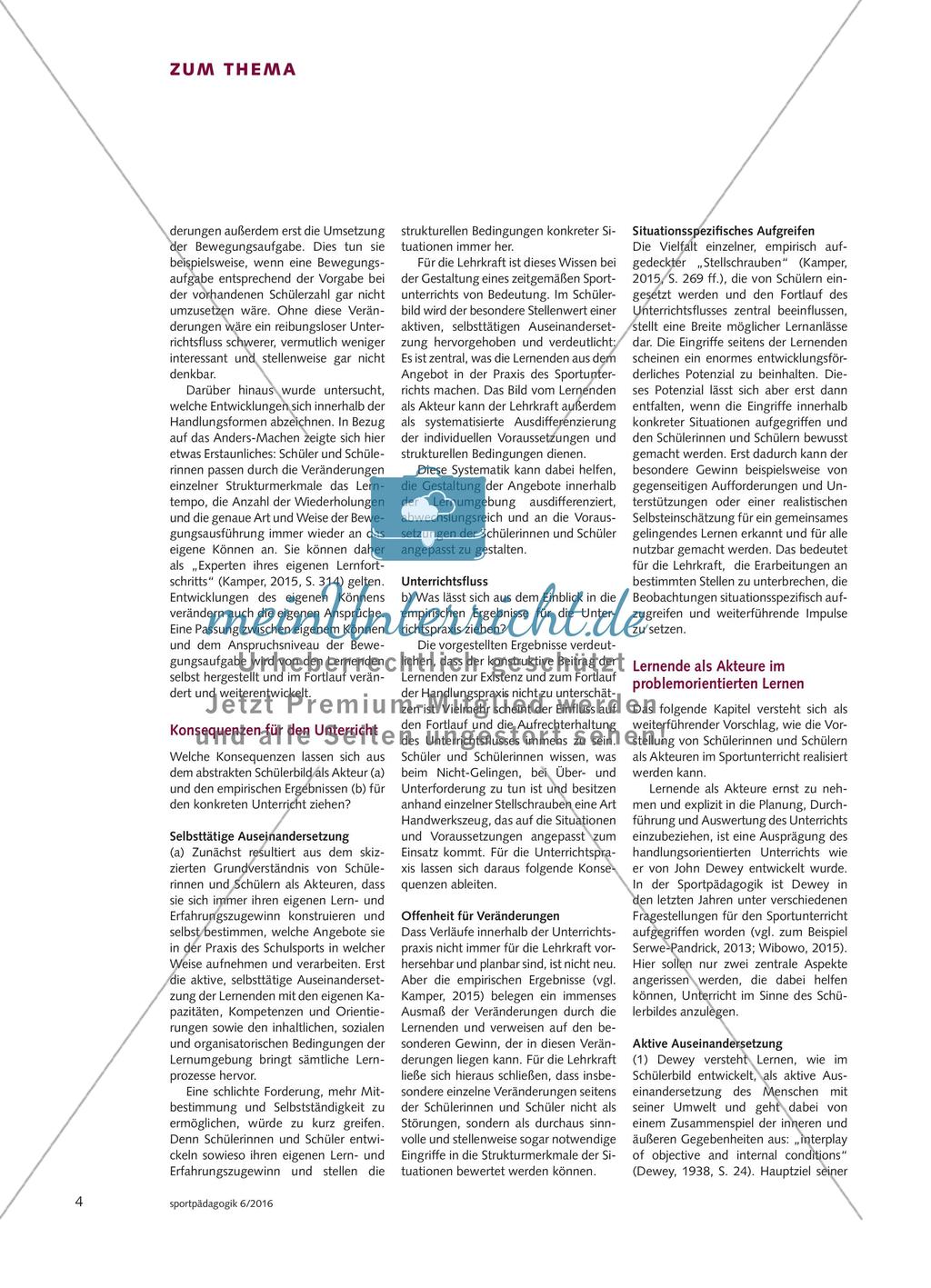 Schülerinnen und Schüler als Akteure - Ergebnisse und Konsequenzen einer Untersuchung darüber, was Lernende im Sportunterricht tun und wie sie den eigenen Lernprozess mitgestalten Preview 3