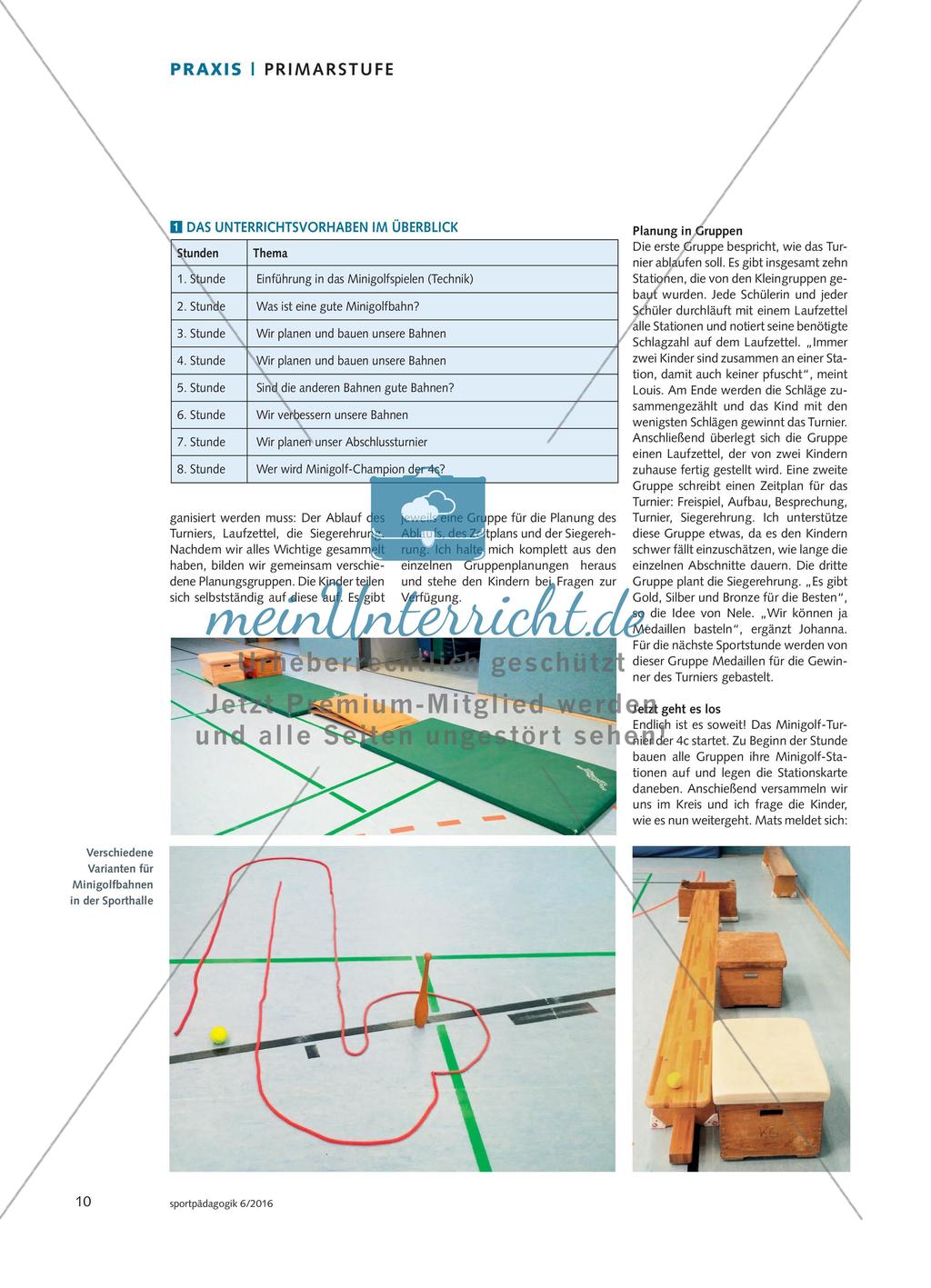 Minigolf in der Turnhalle - Schülerinnen und Schüler einer Grundschule gestalten ihre eigenen Bahnen und organisieren ein Minigolfturnier Preview 3