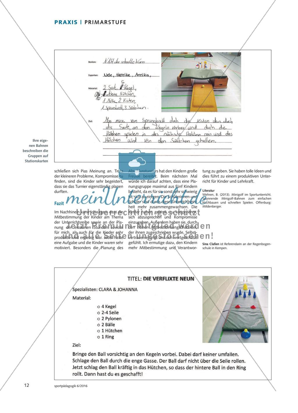 Minigolf in der Turnhalle - Schülerinnen und Schüler einer Grundschule gestalten ihre eigenen Bahnen und organisieren ein Minigolfturnier Preview 5