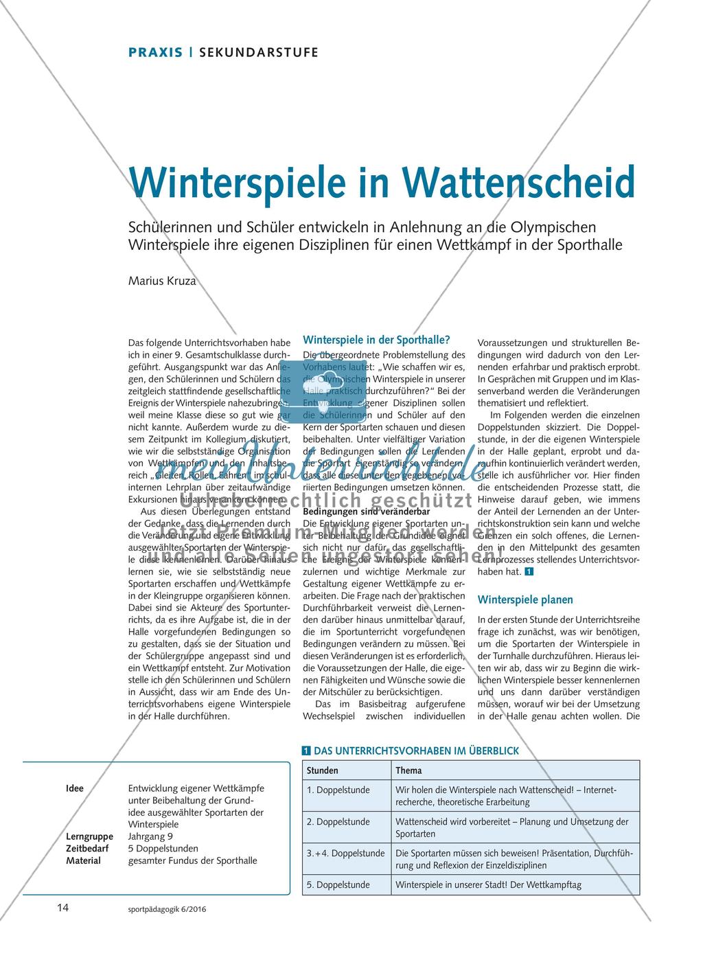 Winterspiele in Wattenscheid - Schülerinnen und Schüler entwickeln in Anlehnung an die Olympischen Winterspiele ihre eigenen Disziplinen für einen Wettkampf in der Sporthalle Preview 1