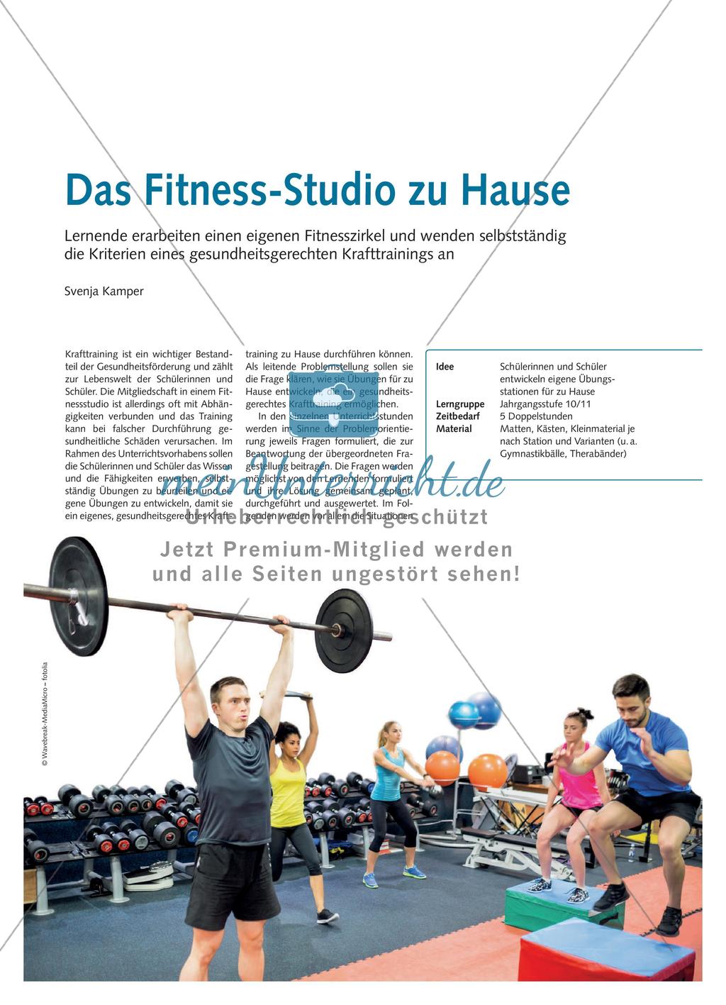 Das Fitness-Studio zu Hause - Lernende erarbeiten einen eigenen Fitnesszirkel und wenden selbstständig die Kriterien eines gesundheitsgerechten Krafttrainings an Preview 1