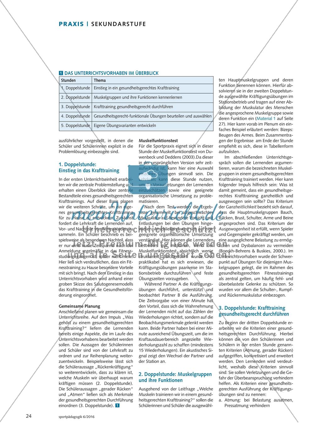 Das Fitness-Studio zu Hause - Lernende erarbeiten einen eigenen Fitnesszirkel und wenden selbstständig die Kriterien eines gesundheitsgerechten Krafttrainings an Preview 2