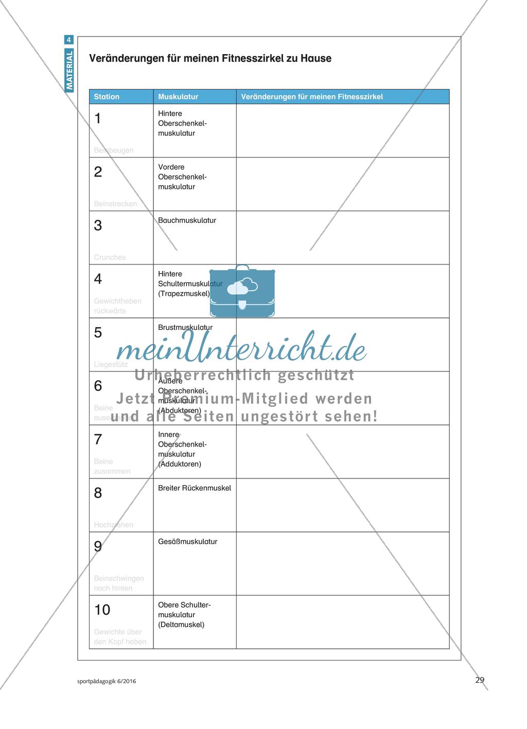 Das Fitness-Studio zu Hause - Lernende erarbeiten einen eigenen Fitnesszirkel und wenden selbstständig die Kriterien eines gesundheitsgerechten Krafttrainings an Preview 7