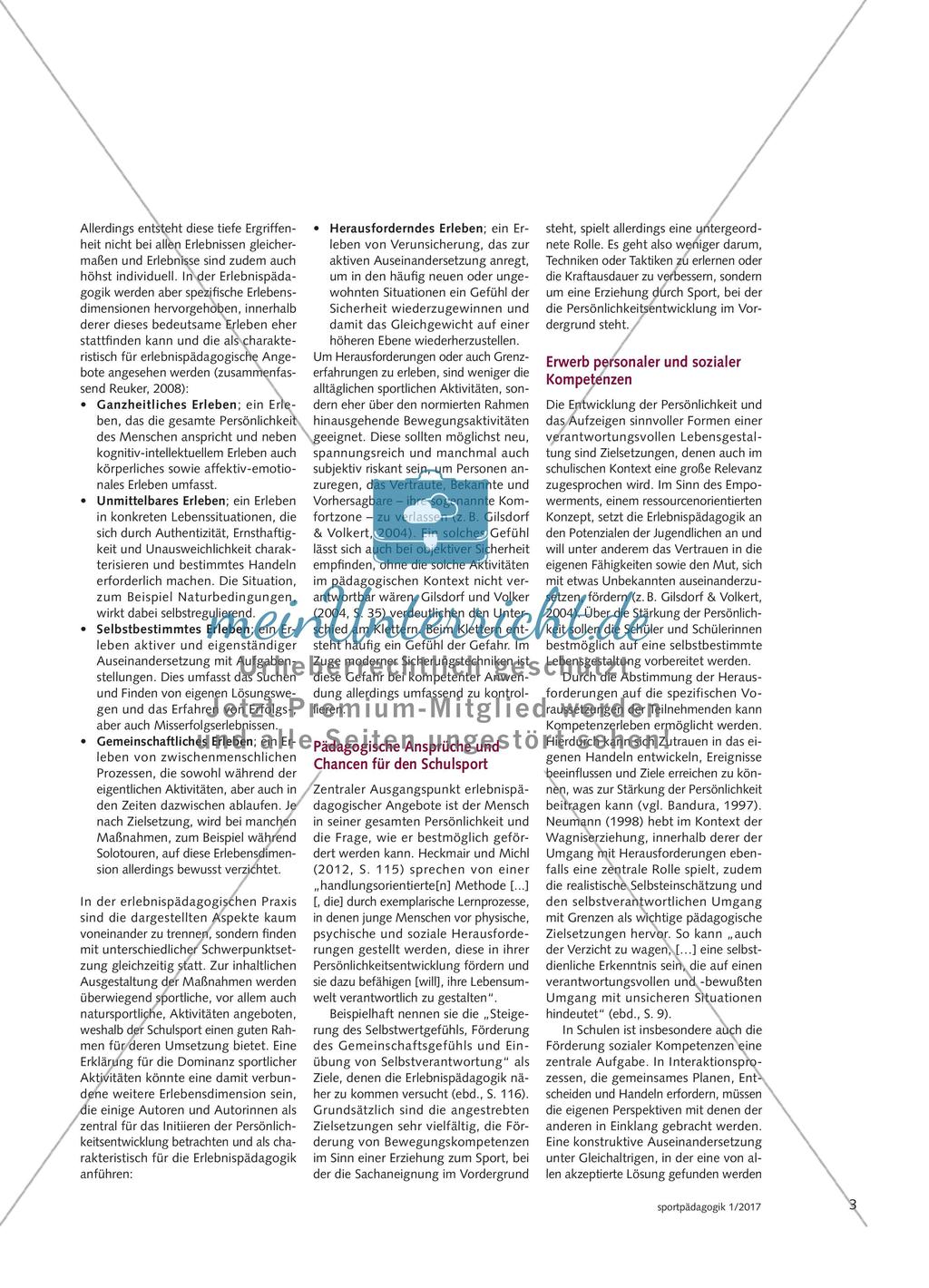 Erlebnispädagogik - Möglichkeiten erlebnispädagogischer Bewegungsaktivitäten im Schulsport Preview 2