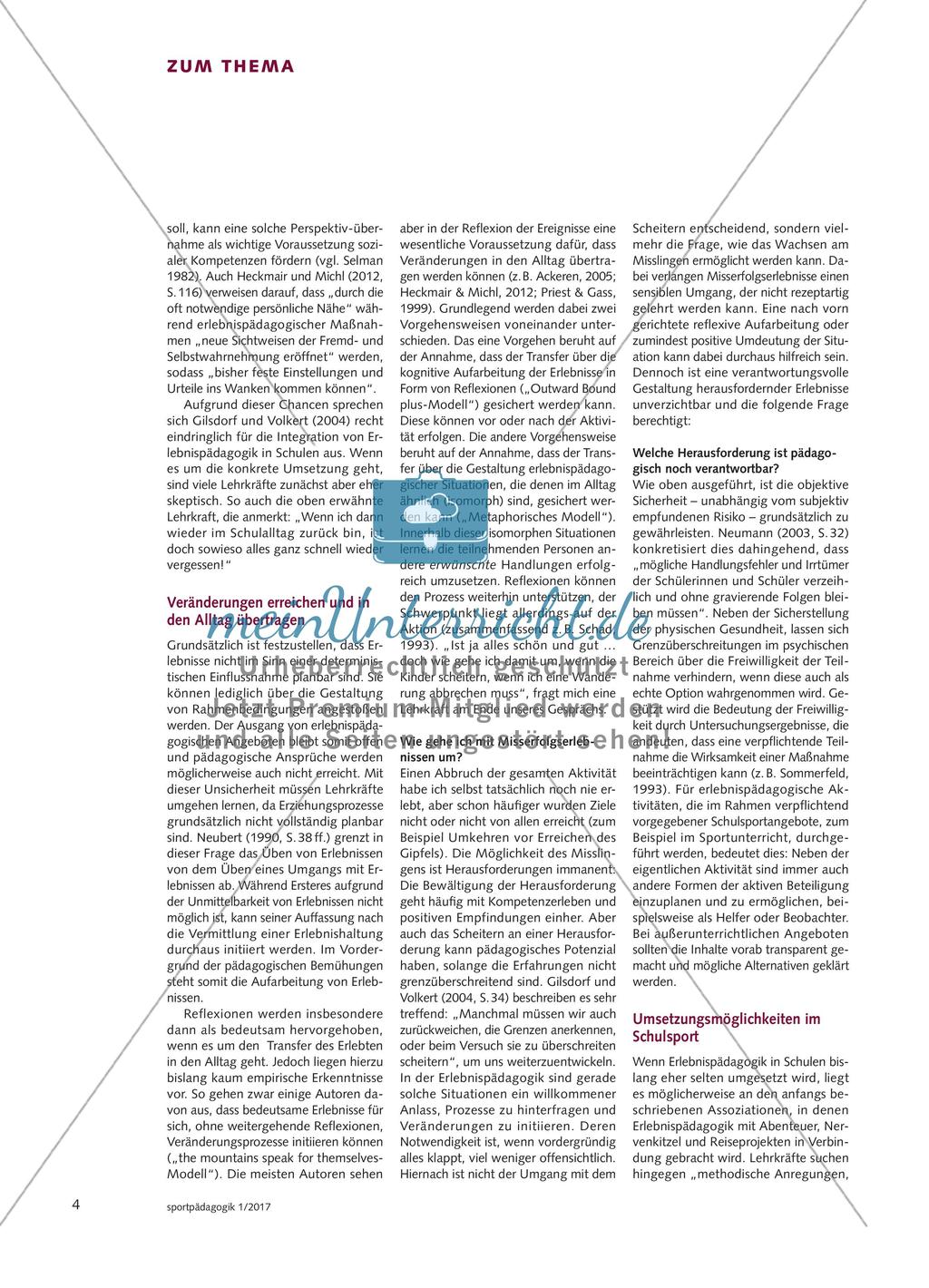 Erlebnispädagogik - Möglichkeiten erlebnispädagogischer Bewegungsaktivitäten im Schulsport Preview 3