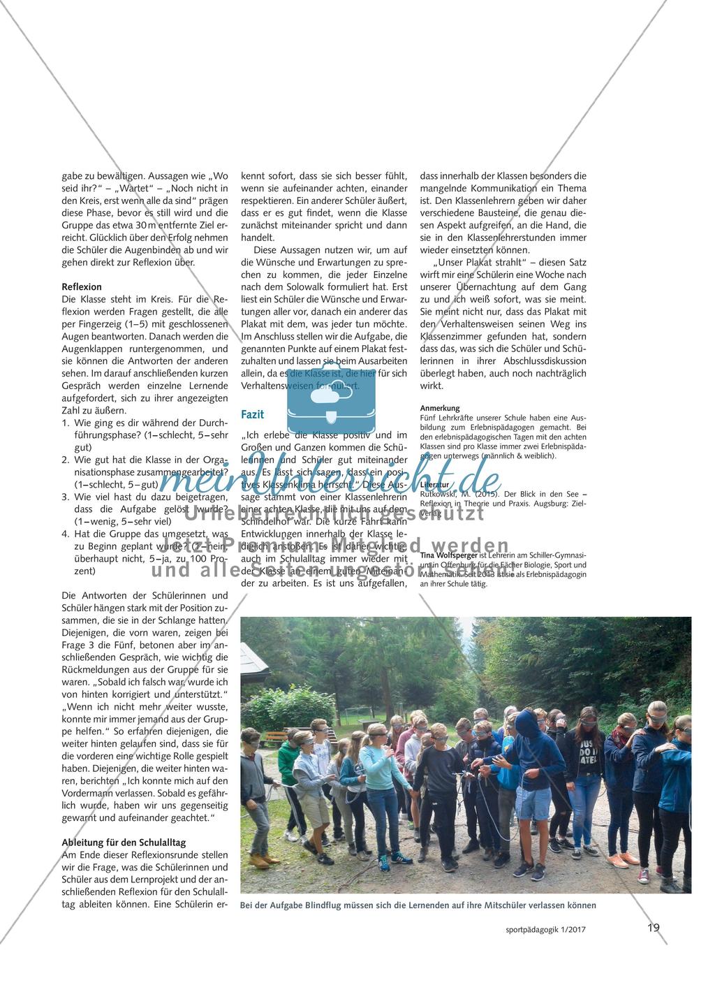 Nachts im Dunkeln … - Zwei Tage Erlebnispädagogik zu Beginn des achten Schuljahrs bahnen den Weg zu einer guten Klassengemeinschaft und manch einer wächst über sich hinaus Preview 4