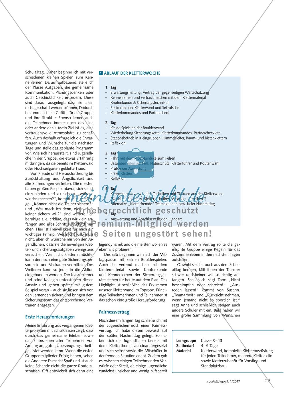Mut, Kraft und Selbstüberwindung - Beim Klettern stärken Schülerinnen und Schüler ihre sozialen Kompetenzen und müssen mit Grenzerfahrungen umgehen Preview 2