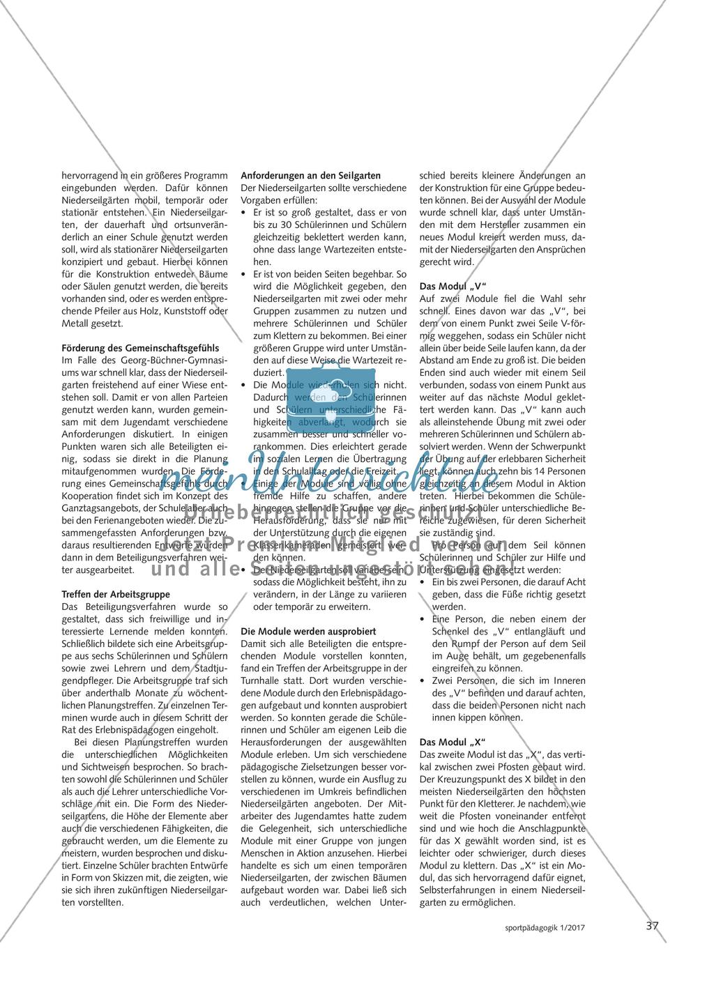 Der Weg zum Niederseilgarten - Schülerinnen und Schüler planen gemeinsam mit dem Jugendamt und einem Erlebnispädagogen einen Niederseilgarten, der auf dem Außengelände einer Schule entsteht und allen gerecht wird Preview 2