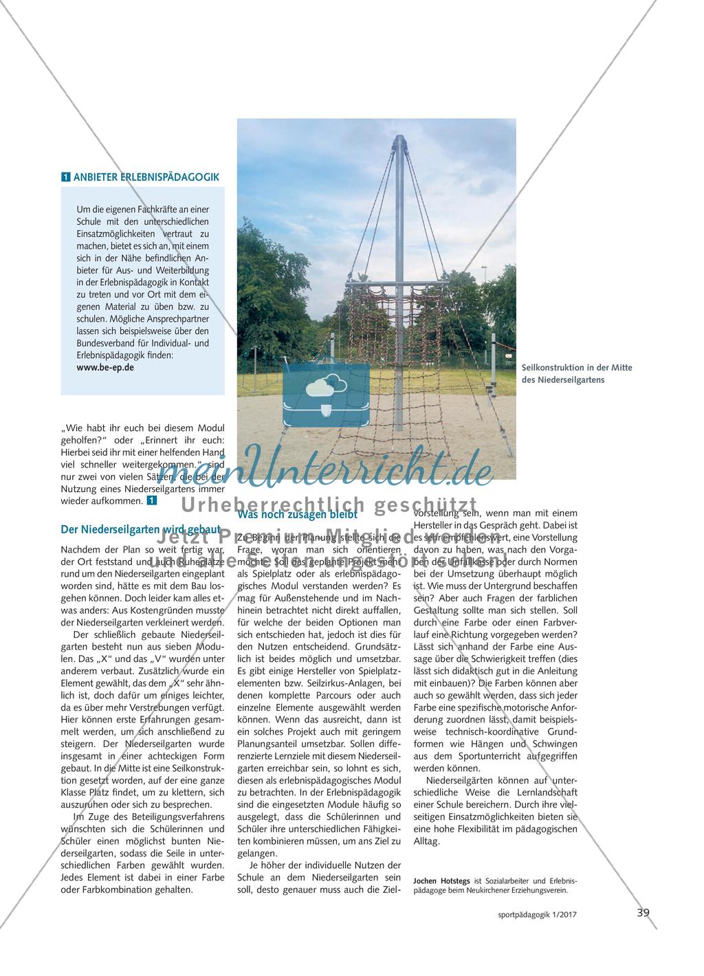 Der Weg zum Niederseilgarten - Schülerinnen und Schüler planen gemeinsam mit dem Jugendamt und einem Erlebnispädagogen einen Niederseilgarten, der auf dem Außengelände einer Schule entsteht und allen gerecht wird Preview 4