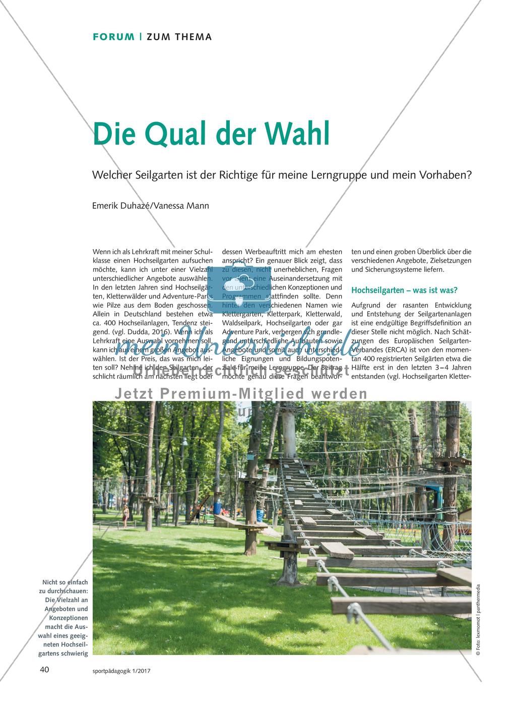Die Qual der Wahl - Welcher Seilgarten ist der Richtige für meine Lerngruppe und mein Vorhaben? Preview 1