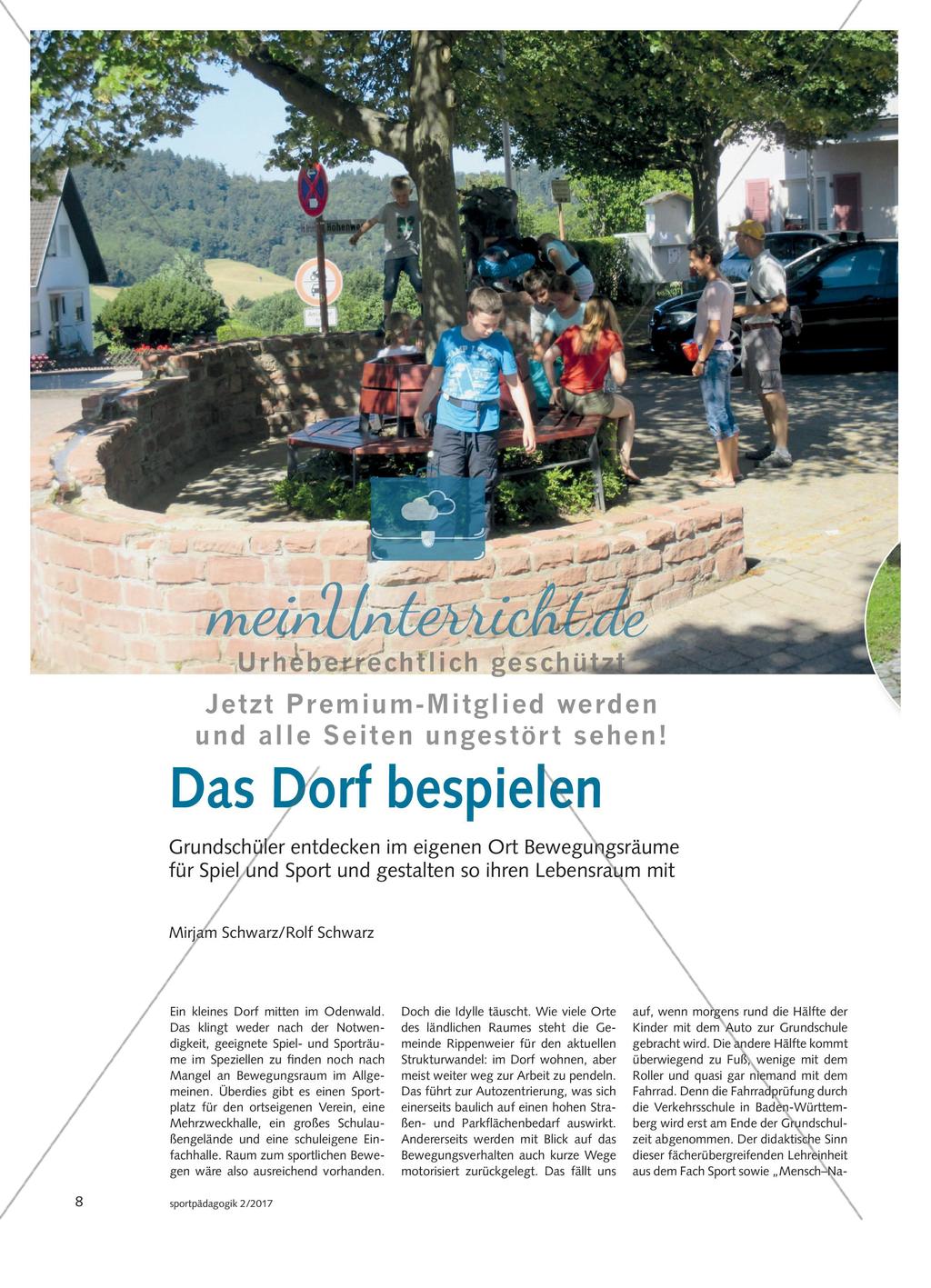 Das Dorf bespielen - Grundschüler entdecken im eigenen Ort Bewegungsräume für Spiel und Sport und gestalten so ihren Lebensraum mit Preview 1