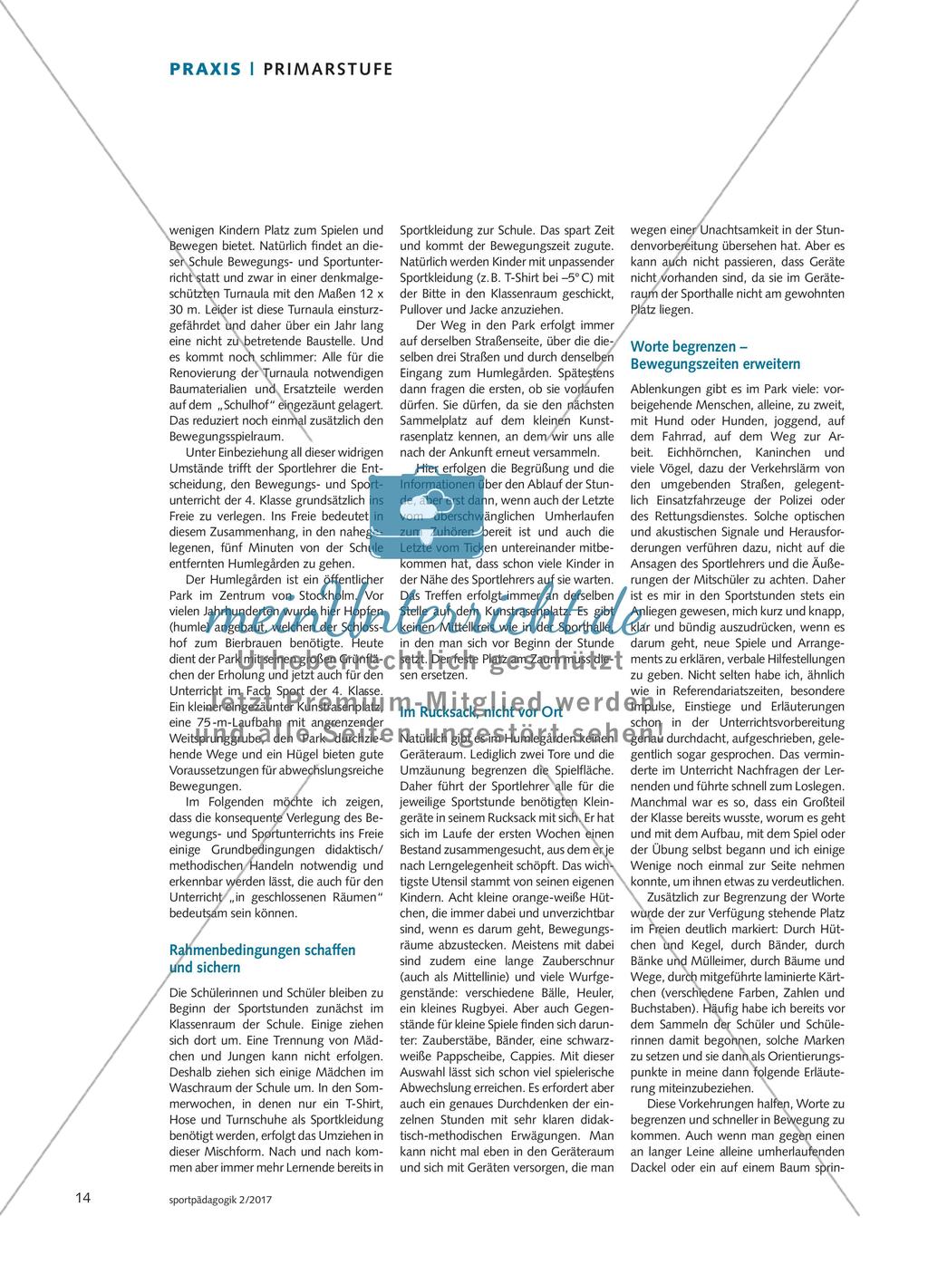 Sport ohne Turnhalle? - Über ein Jahr lang findet der Unterricht der 4. Klasse im nahe gelegenen Humlegården statt – so erfolgreich, dass die Schülerinnen und Schüler gar nicht mehr in die Sporthalle wollen Preview 2