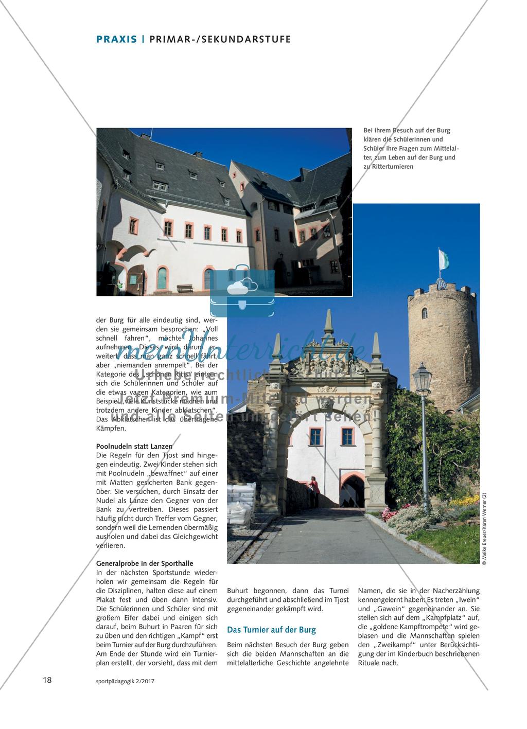 „Wie küene recken strîten“ - In einem fächerverbindenden Unterrichtsvorhaben zum Mittelalter entwickeln Schülerinnen und Schüler Disziplinen für ein Turnier, das sie anschließend auf einer Burg durchführen Preview 3