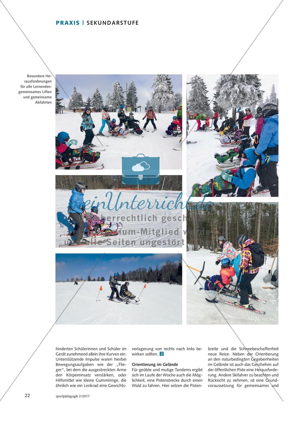 Bretter, die die Welt bewegen - Schülerinnen und Schüler einer 10. Jahrgangsstufe begleiten im Projekt „Miteinander Skifahren“ Lernende mit Behinderungen, die auf Mono- und Bi-Skis neue Erfahrungen in einem ihnen bisher unbekannten Sport-Raum machen Preview 3