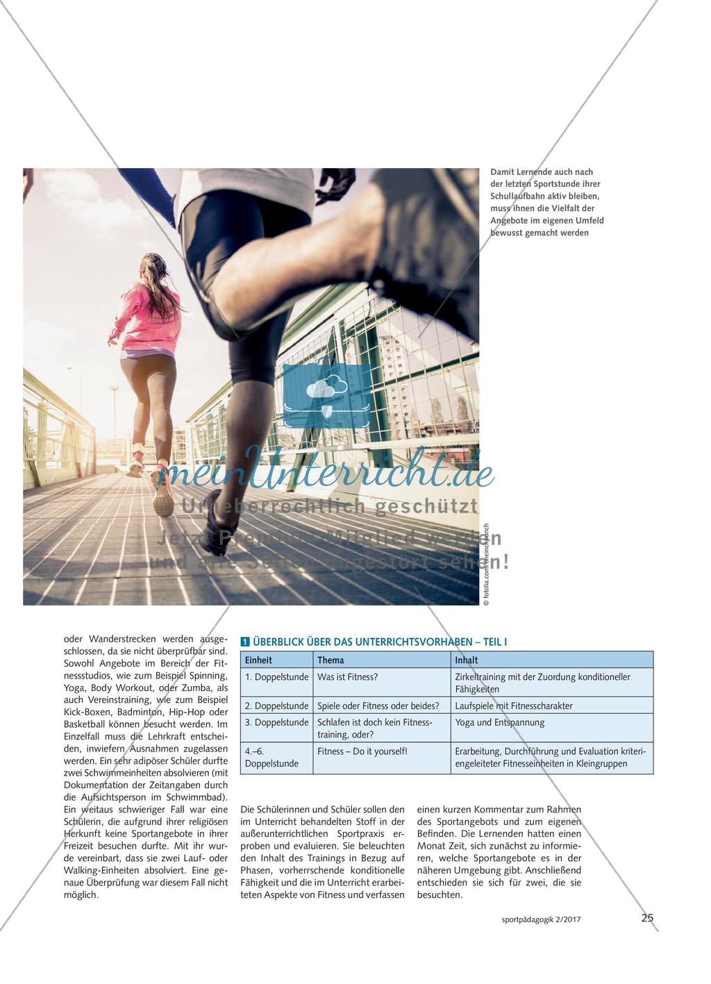 Fit fürs Leben - Schülerinnen und Schüler erarbeiten sich im Unterricht eine eigene Definition von Fitness und testen sowie evaluieren anschließend vielfältige Sportangebote in ihrem Stadtteil Preview 2