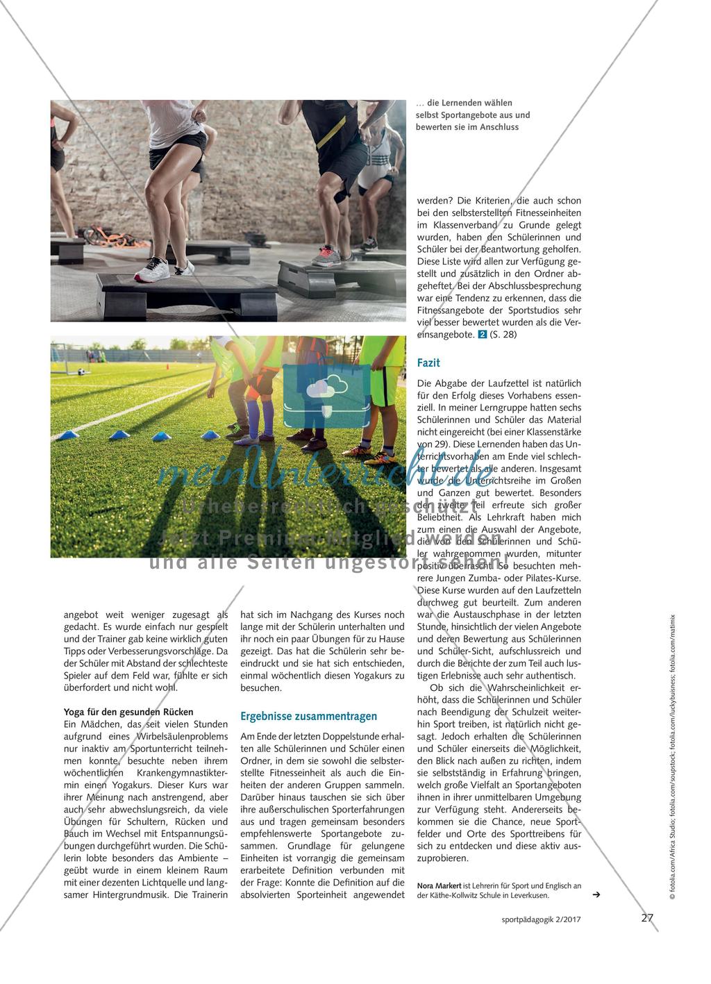 Fit fürs Leben - Schülerinnen und Schüler erarbeiten sich im Unterricht eine eigene Definition von Fitness und testen sowie evaluieren anschließend vielfältige Sportangebote in ihrem Stadtteil Preview 4