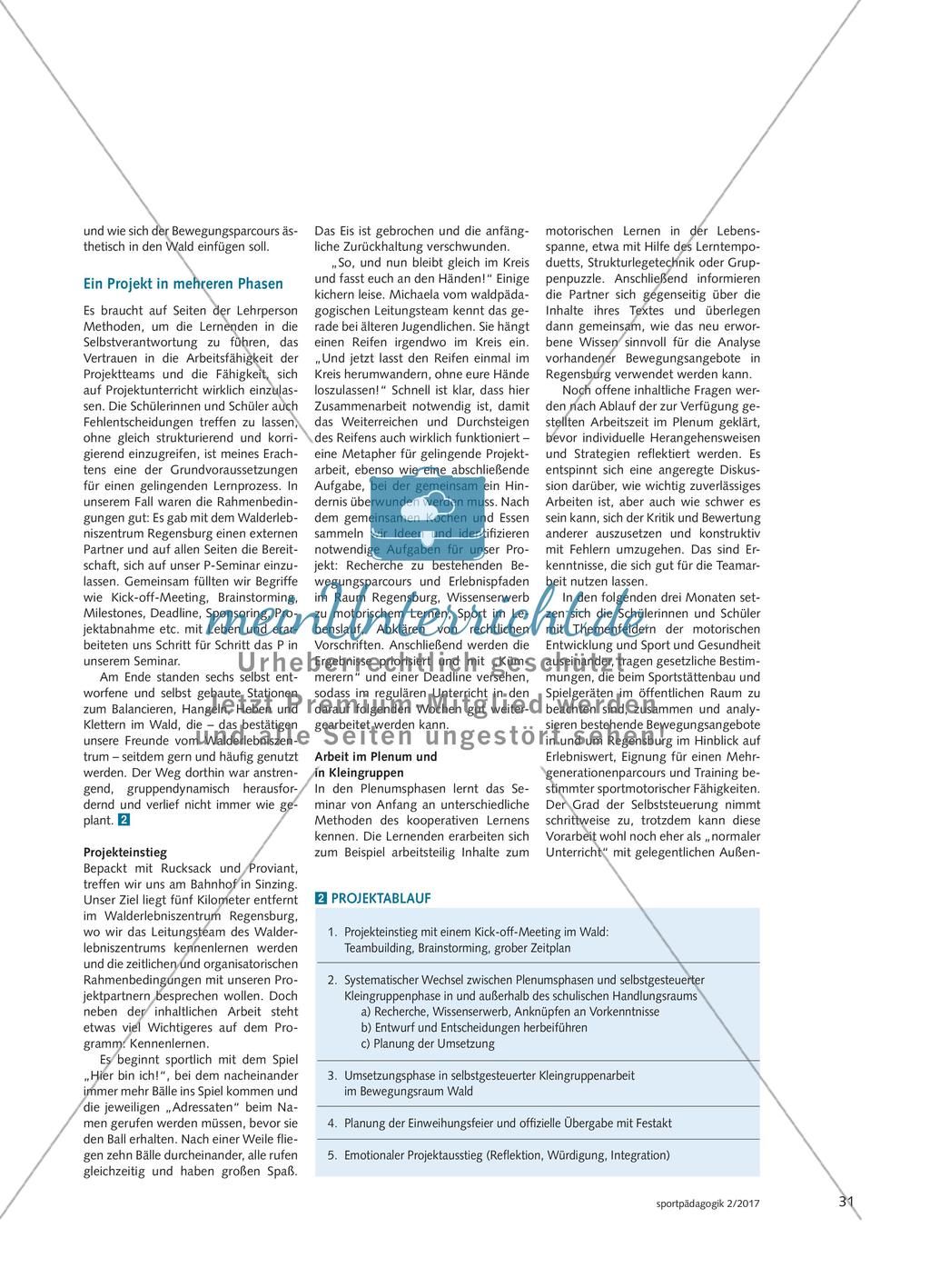 Ab in den Wald - In einem Sportprojekt entwerfen und bauen Schülerinnen und Schüler der Oberstufe einen Mehrgenerationen-Parcours Preview 3