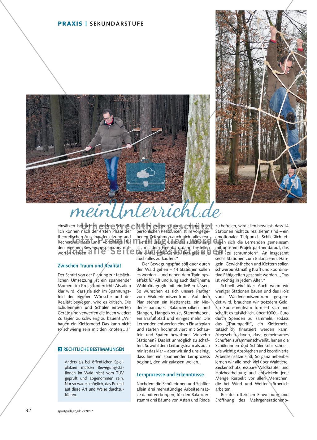 Ab in den Wald - In einem Sportprojekt entwerfen und bauen Schülerinnen und Schüler der Oberstufe einen Mehrgenerationen-Parcours Preview 4