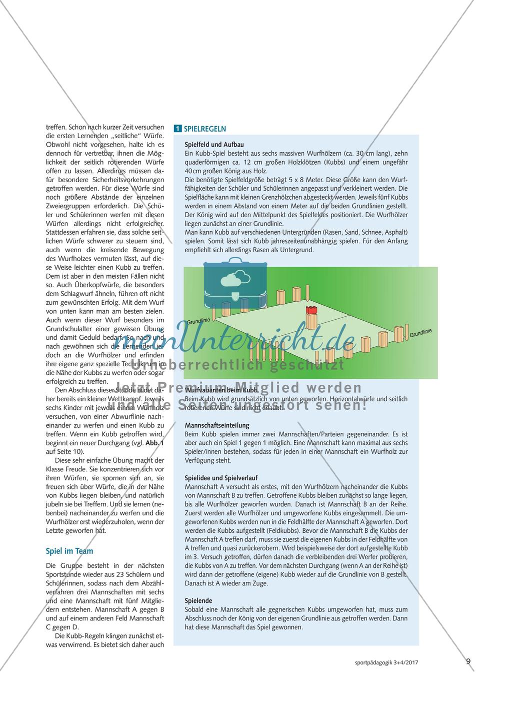 Werfen wie die Wikinger - Das skandinavische Wurf- und Geschicklichkeitsspiel Kubb eignet sich, das Werfen auf feste Ziele zu üben oder zu vervollkommnen und es lässt sich darüber hinaus im Werk- oder Technikunterricht leicht selbst herstellen Preview 2