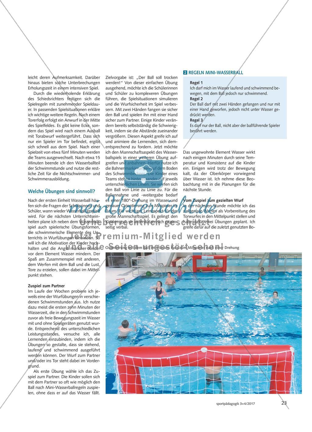 Werfen und Fangen im Wasser - Ein Mini-Wasserballspiel als Alternative im Schwimmunterricht, das alle Schülerinnen und Schüler ihren Lernvoraussetzungen entsprechend herausfordert Preview 3