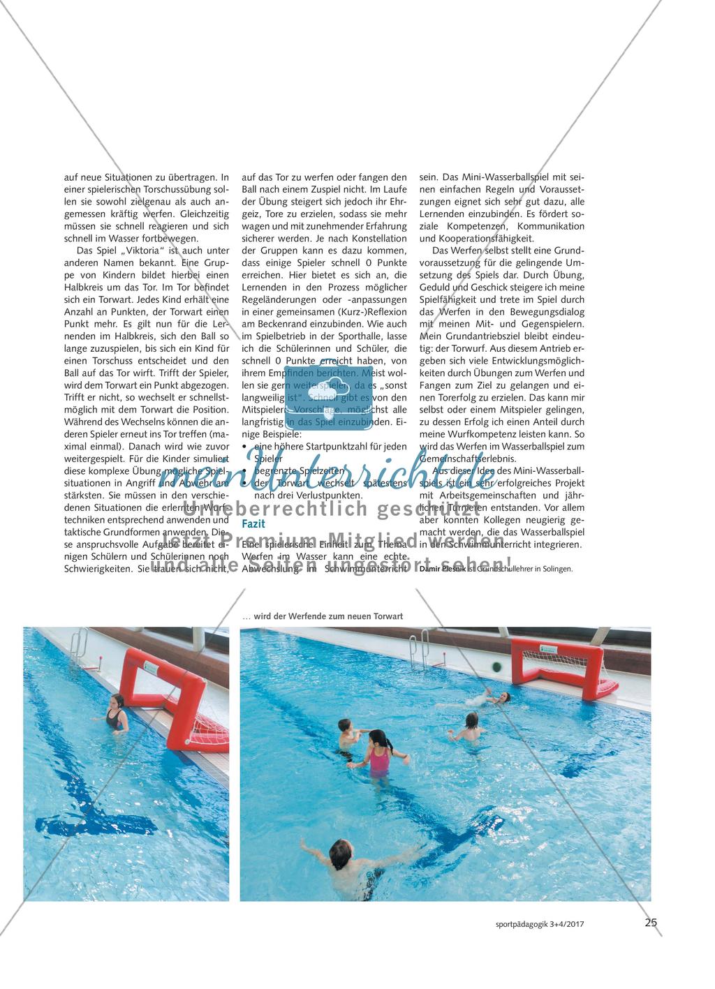 Werfen und Fangen im Wasser - Ein Mini-Wasserballspiel als Alternative im Schwimmunterricht, das alle Schülerinnen und Schüler ihren Lernvoraussetzungen entsprechend herausfordert Preview 5