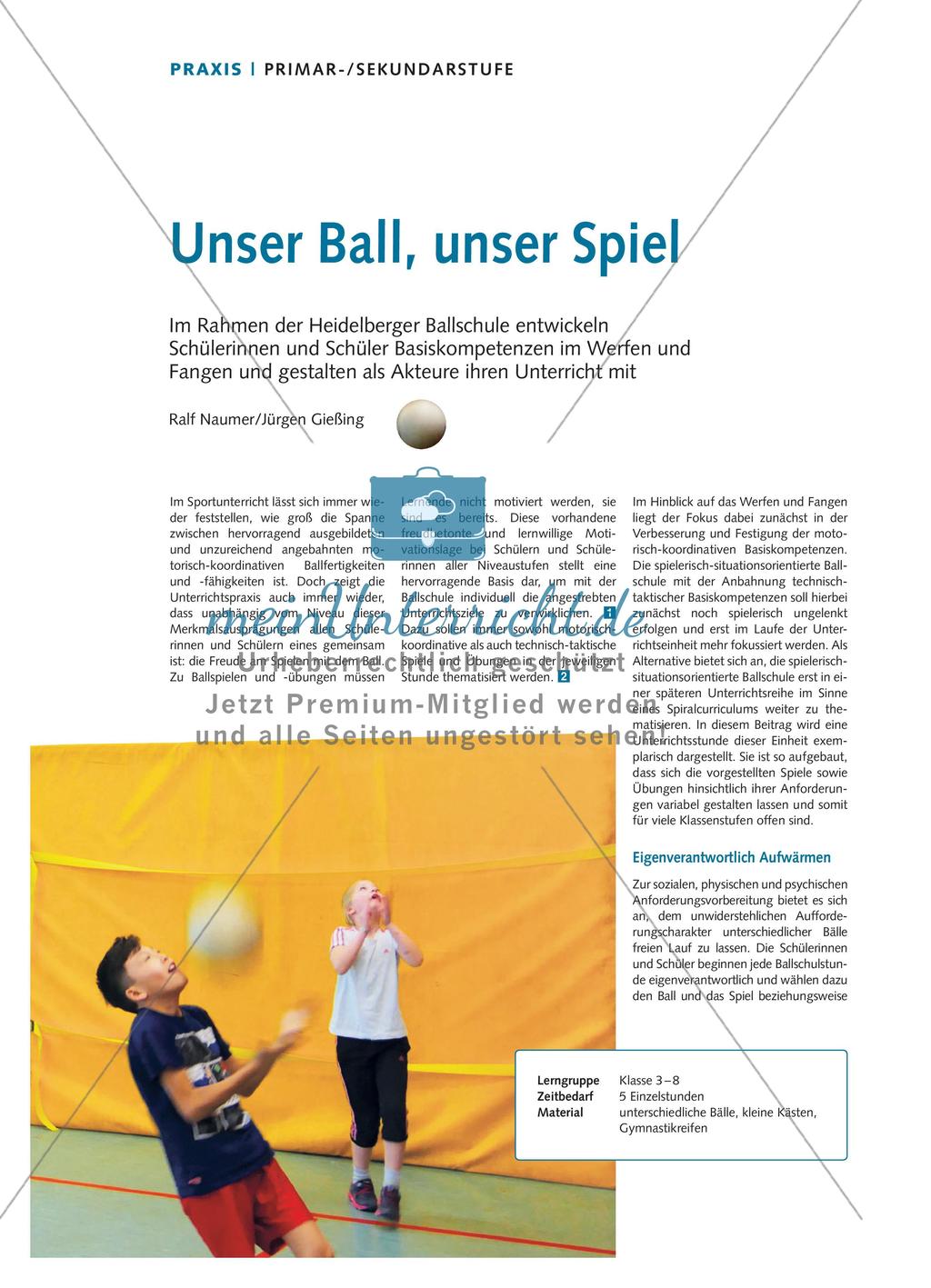 Unser Ball, unser Spiel - Im Rahmen der Heidelberger Ballschule entwickeln Schülerinnen und Schüler Basiskompetenzen im Werfen und Fangen und gestalten als Akteure ihren Unterricht mit Preview 1