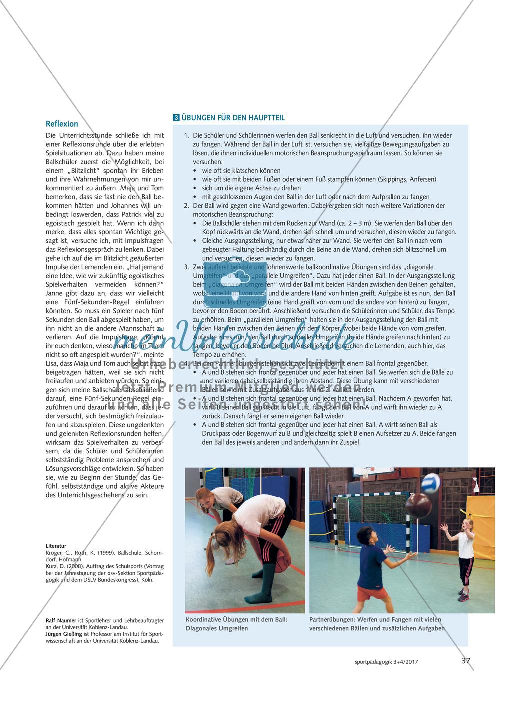 Unser Ball, unser Spiel - Im Rahmen der Heidelberger Ballschule entwickeln Schülerinnen und Schüler Basiskompetenzen im Werfen und Fangen und gestalten als Akteure ihren Unterricht mit Preview 4