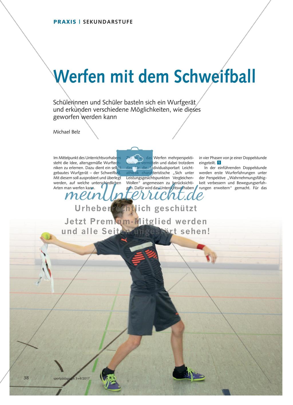 Werfen mit dem Schweifball - Schülerinnen und Schüler basteln sich ein Wurfgerät und erkunden verschiedene Möglichkeiten, wie dieses geworfen werden kann Preview 1