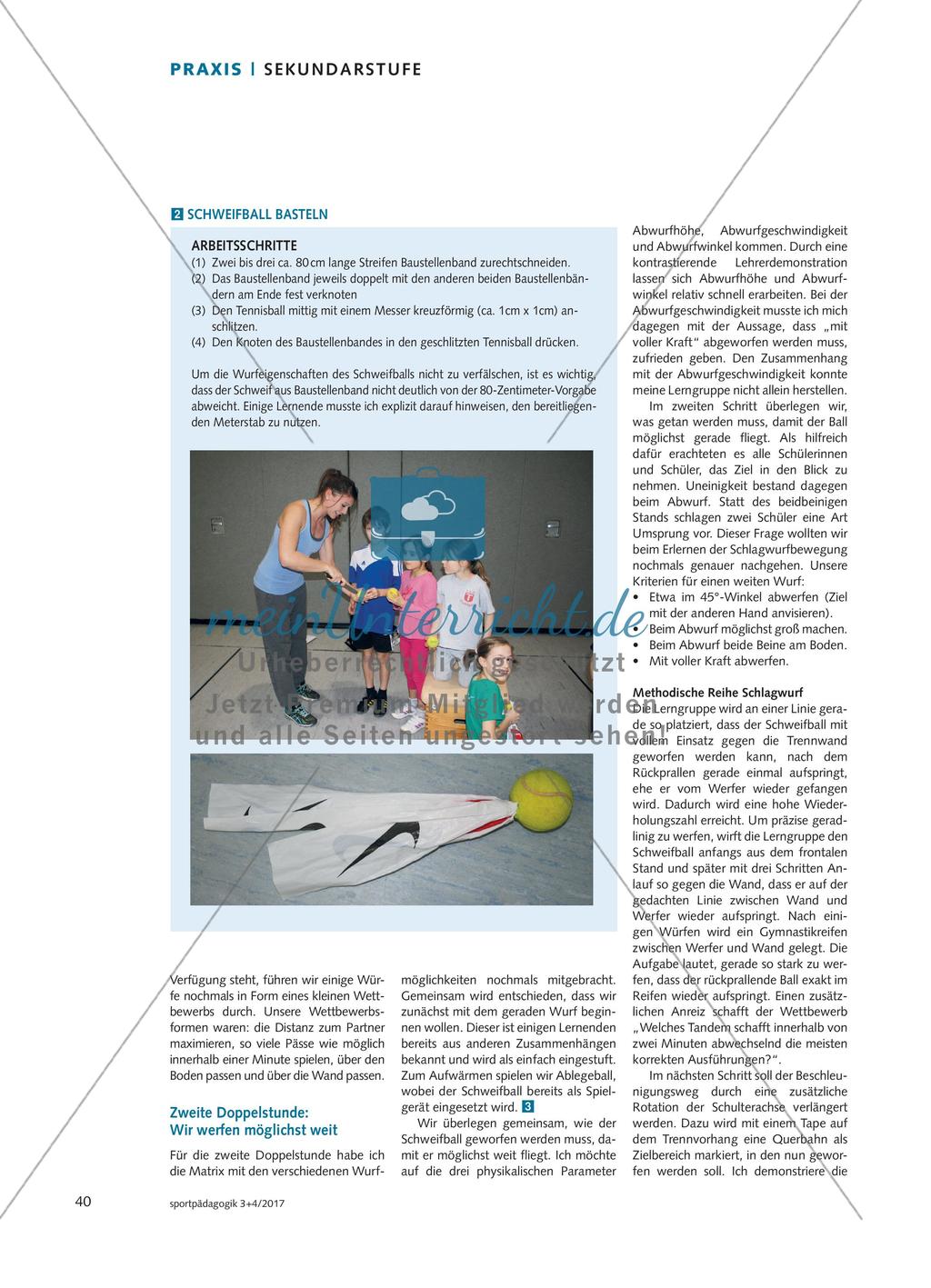 Werfen mit dem Schweifball - Schülerinnen und Schüler basteln sich ein Wurfgerät und erkunden verschiedene Möglichkeiten, wie dieses geworfen werden kann Preview 3