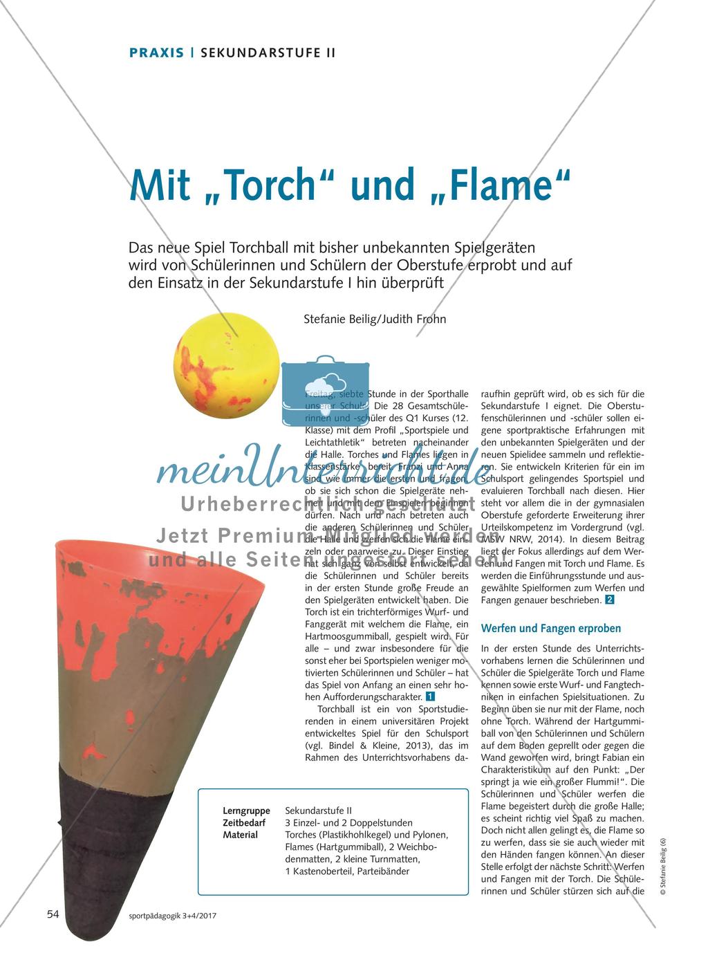 Mit „Torch“ und „Flame“ - Das neue Spiel Torchball mit bisher unbekannten Spielgeräten wird von Schülerinnen und Schülern der Oberstufe erprobt und auf den Einsatz in der Sekundarstufe I hin überprüft Preview 1