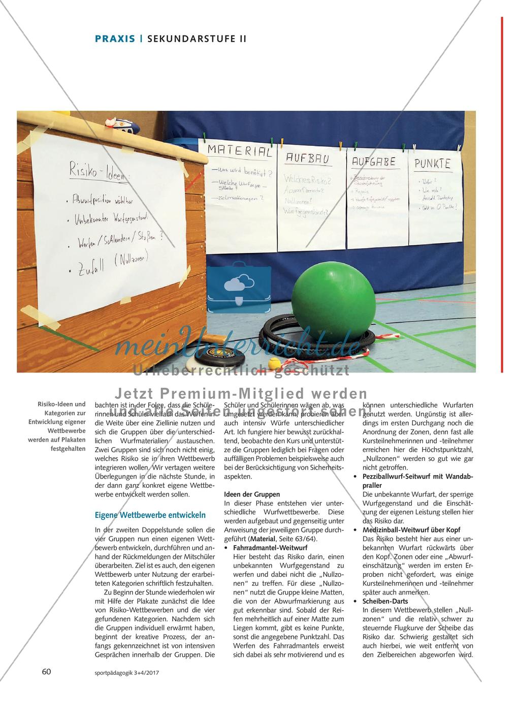 Wettbewerbe mit Risiko - Schülerinnen und Schüler der Oberstufe setzen sich mit alternativen Wettbewerben auseinander und erarbeiten eigene Ideen für Würfe mit Risiko-Charakter Preview 3
