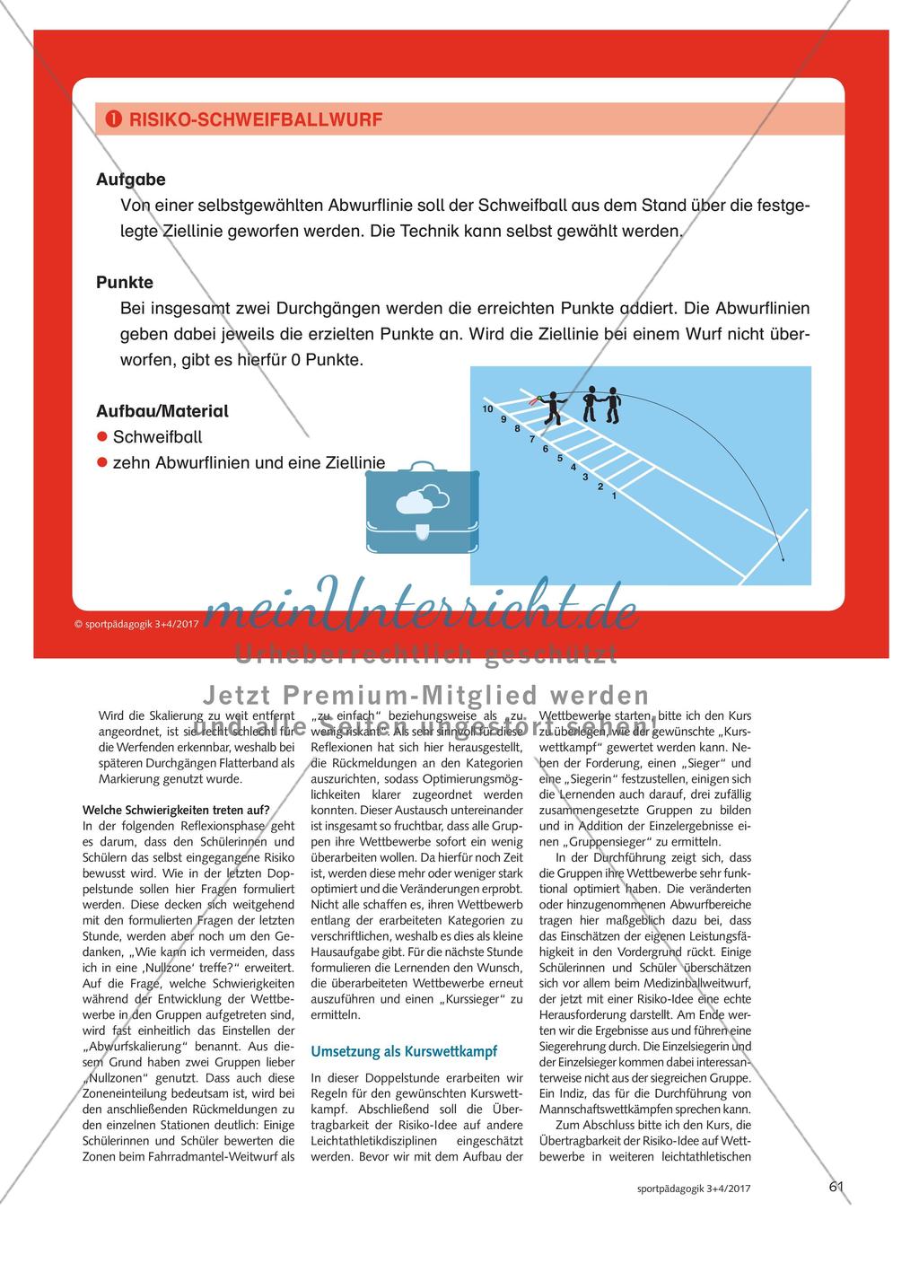 Wettbewerbe mit Risiko - Schülerinnen und Schüler der Oberstufe setzen sich mit alternativen Wettbewerben auseinander und erarbeiten eigene Ideen für Würfe mit Risiko-Charakter Preview 4