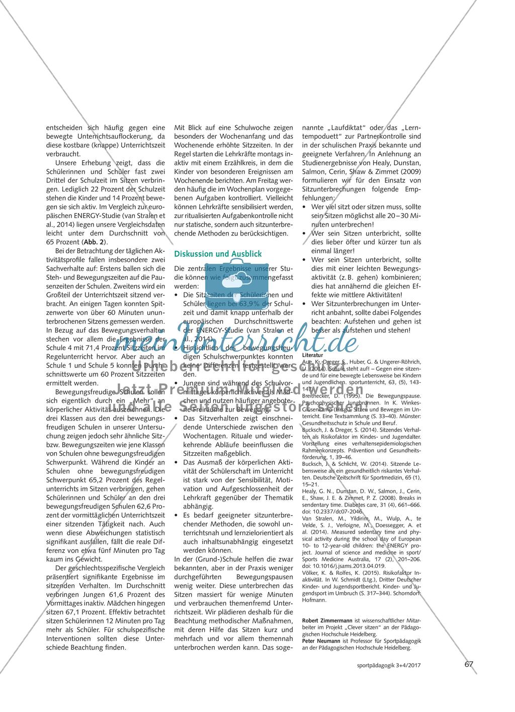Bleibt die Grundschule sitzen? - Ergebnisse einer Studie zu den Sitzzeiten von Schülerinnen und Schülern an sechs Grundschulen Preview 3