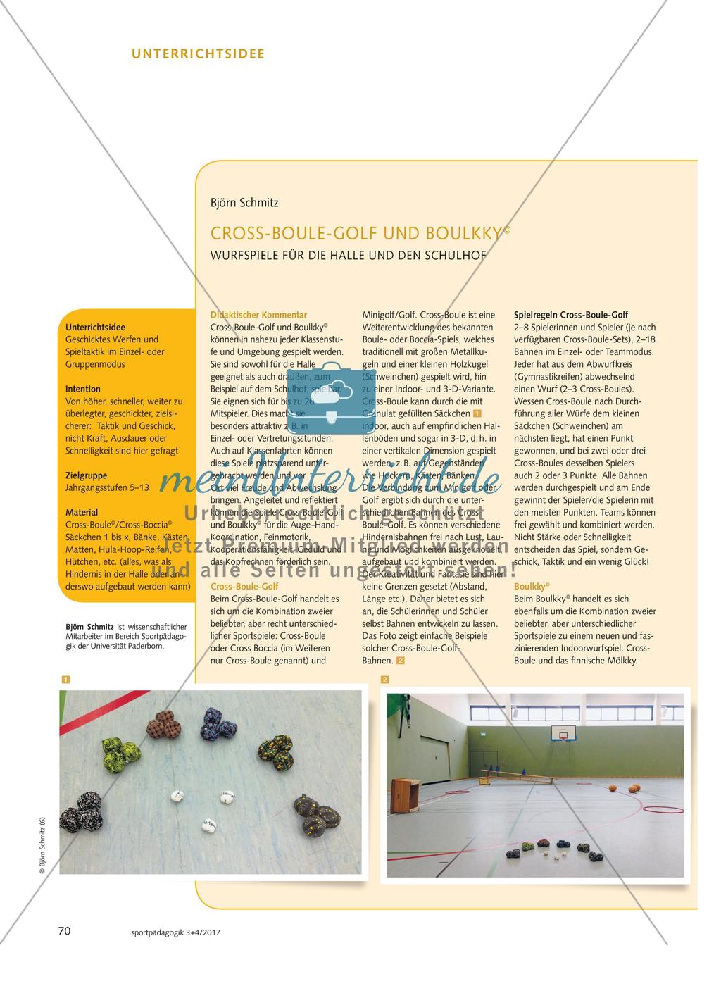 CROSS-BOULE-GOLF UND BOULKKY© - WURFSPIELE FÜR DIE HALLE UND DEN SCHULHOF Preview 1