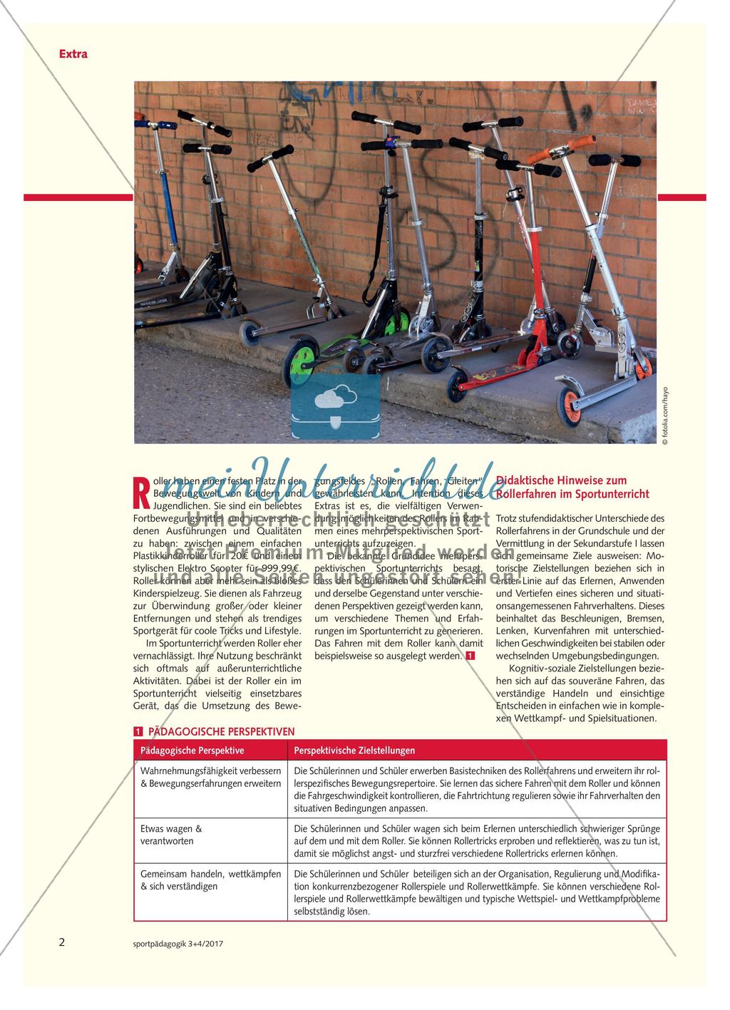 Rollerfahren im Sportunterricht - Mehrperspektivisch angelegte Unterrichtsbausteine Preview 2
