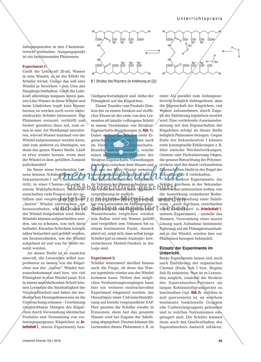 Wie bleibt das Wasser in der Windel? - Superabsorbierende Polymere als Modellsubstanz zur Erarbeitung von Struktur-Eigenschafts-Beziehungen Preview 2