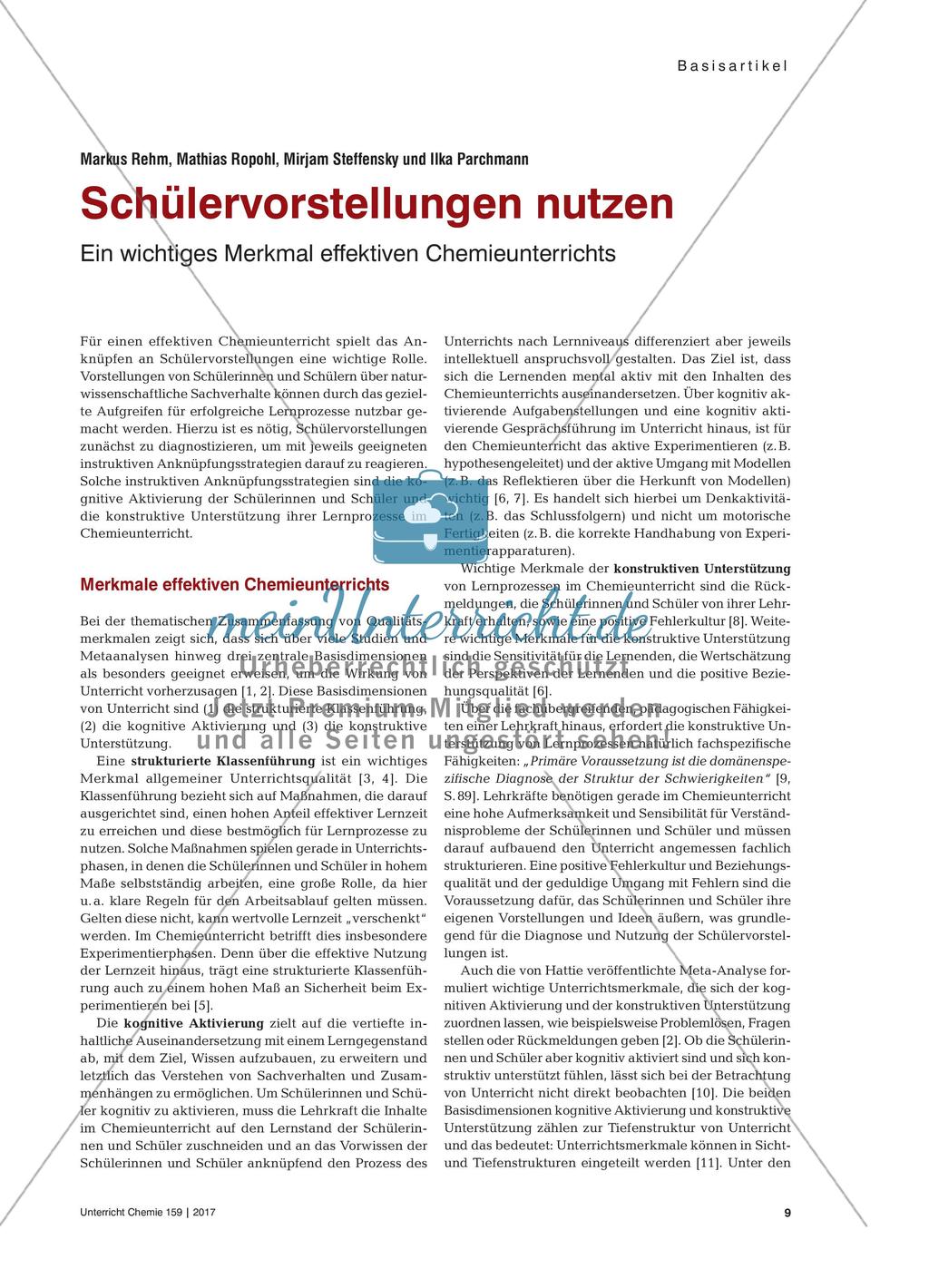 Schülervorstellungen nutzen - Ein wichtiges Merkmal effektiven Chemieunterrichts Preview 1