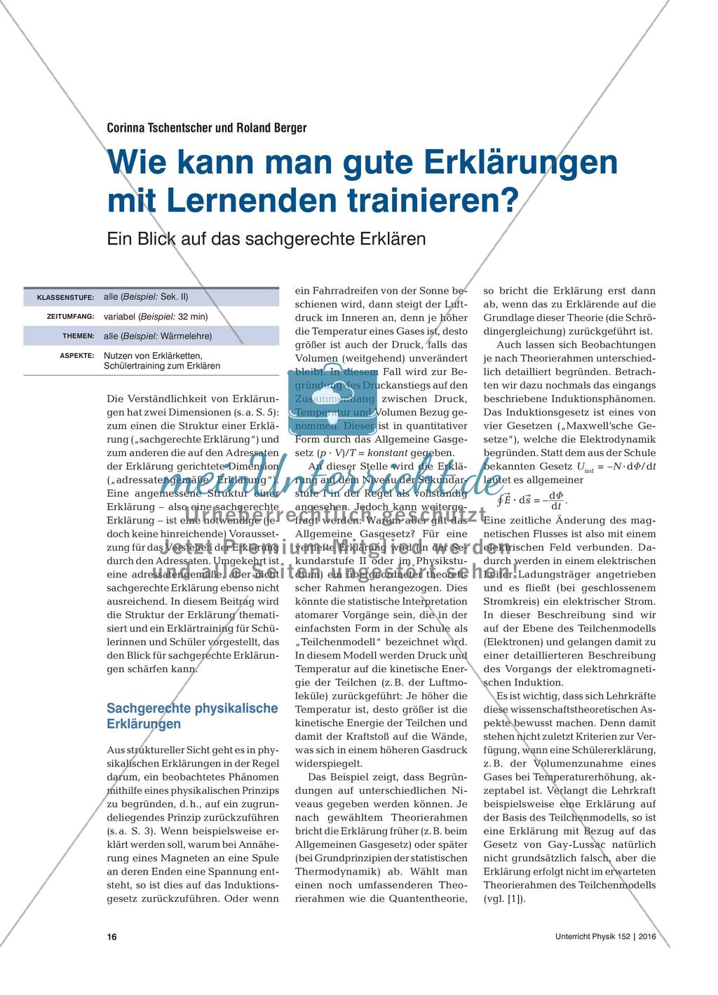 Wie kann man gute Erklärungen mit Lernenden trainieren? - Ein Blick auf das sachgerechte Erklären Preview 1