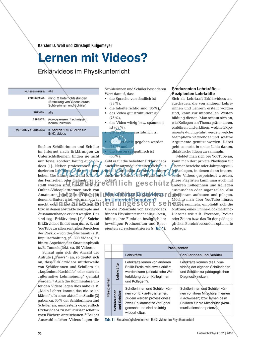 Lernen mit Videos? - Erklärvideos im Physikunterricht Preview 1