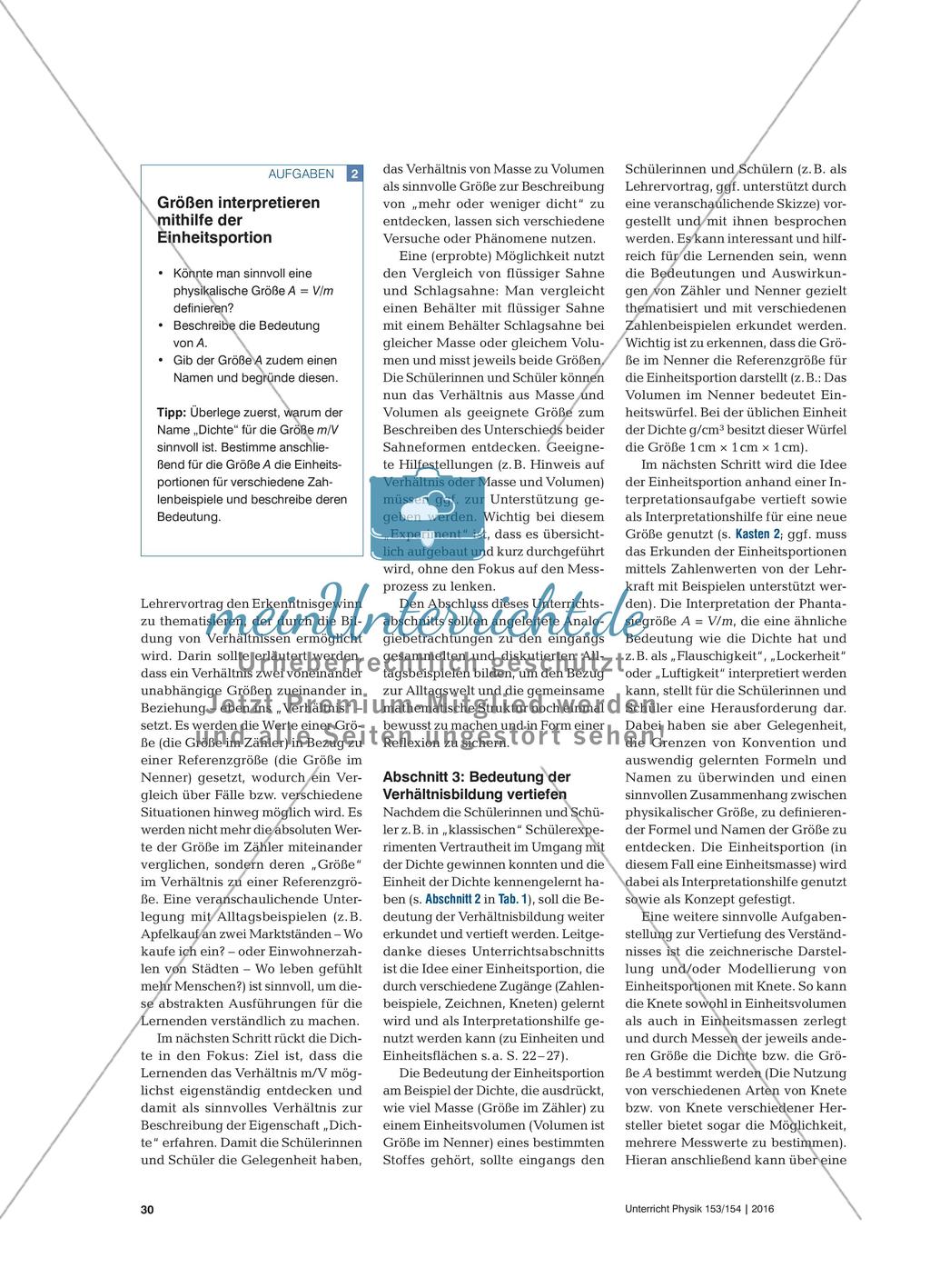 Warum bildet man Verhältnisse? - Eine Erarbeitung der Bedeutung von Verhältnisgrößen am Beispiel der Dichte Preview 3