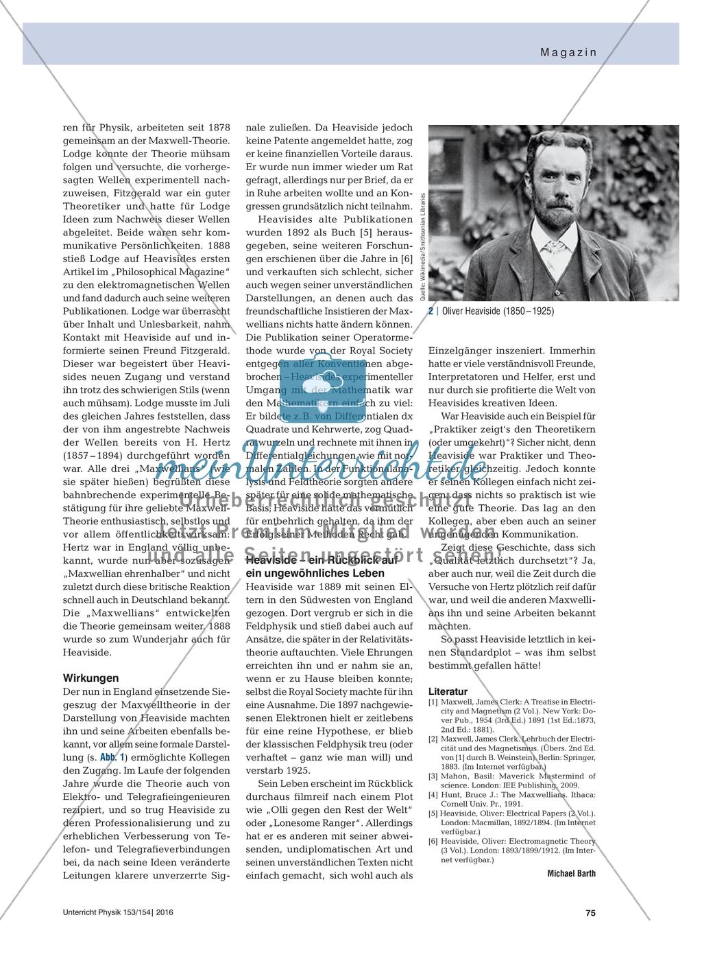 Streitbar, genial, unkommunikativ und mathematisch experimentell - Oliver Heaviside und die Maxwelltheorie Preview 2
