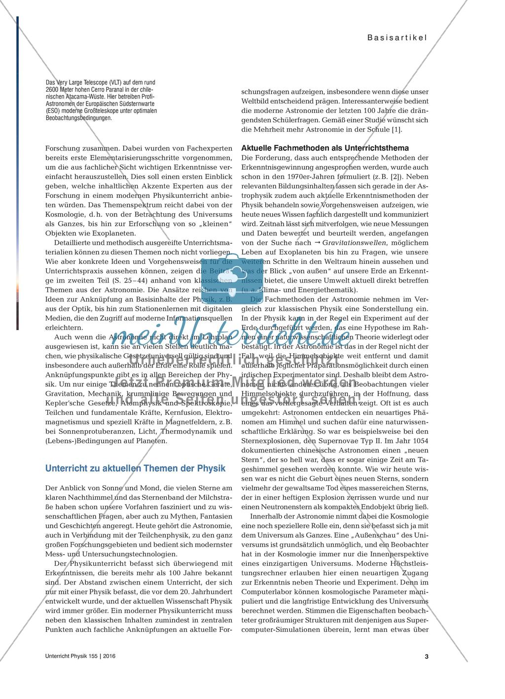 Unser Universum – ein Blick über den Horizont hinaus: Aktuelle astronomische Inhalte und Fachmethoden als Thema des Physikunterrichts Preview 2