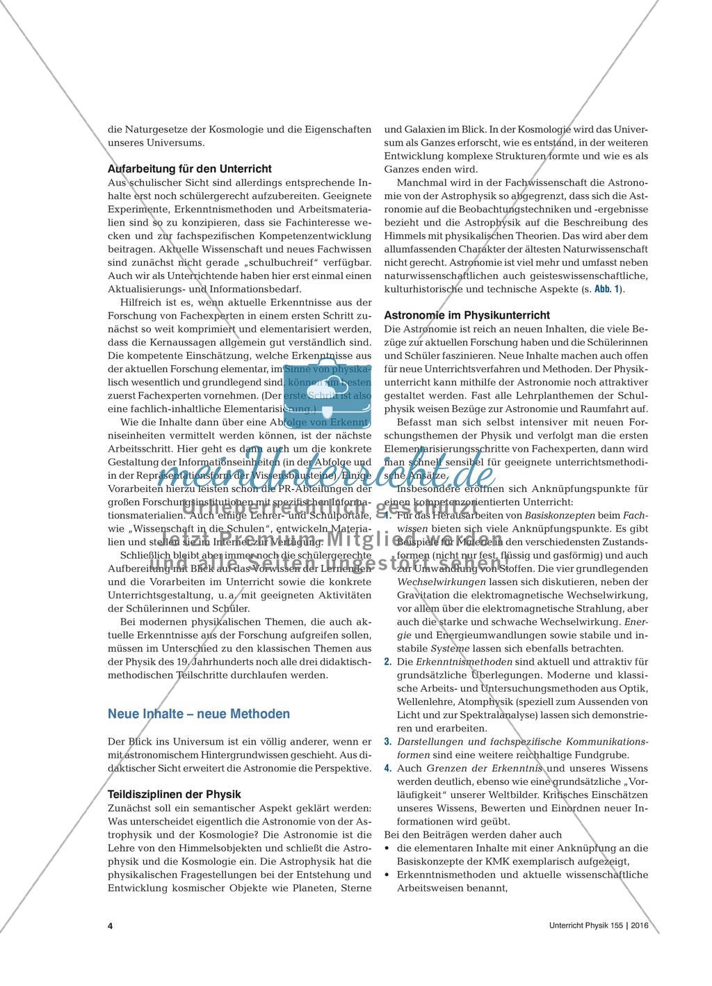 Unser Universum – ein Blick über den Horizont hinaus: Aktuelle astronomische Inhalte und Fachmethoden als Thema des Physikunterrichts Preview 3